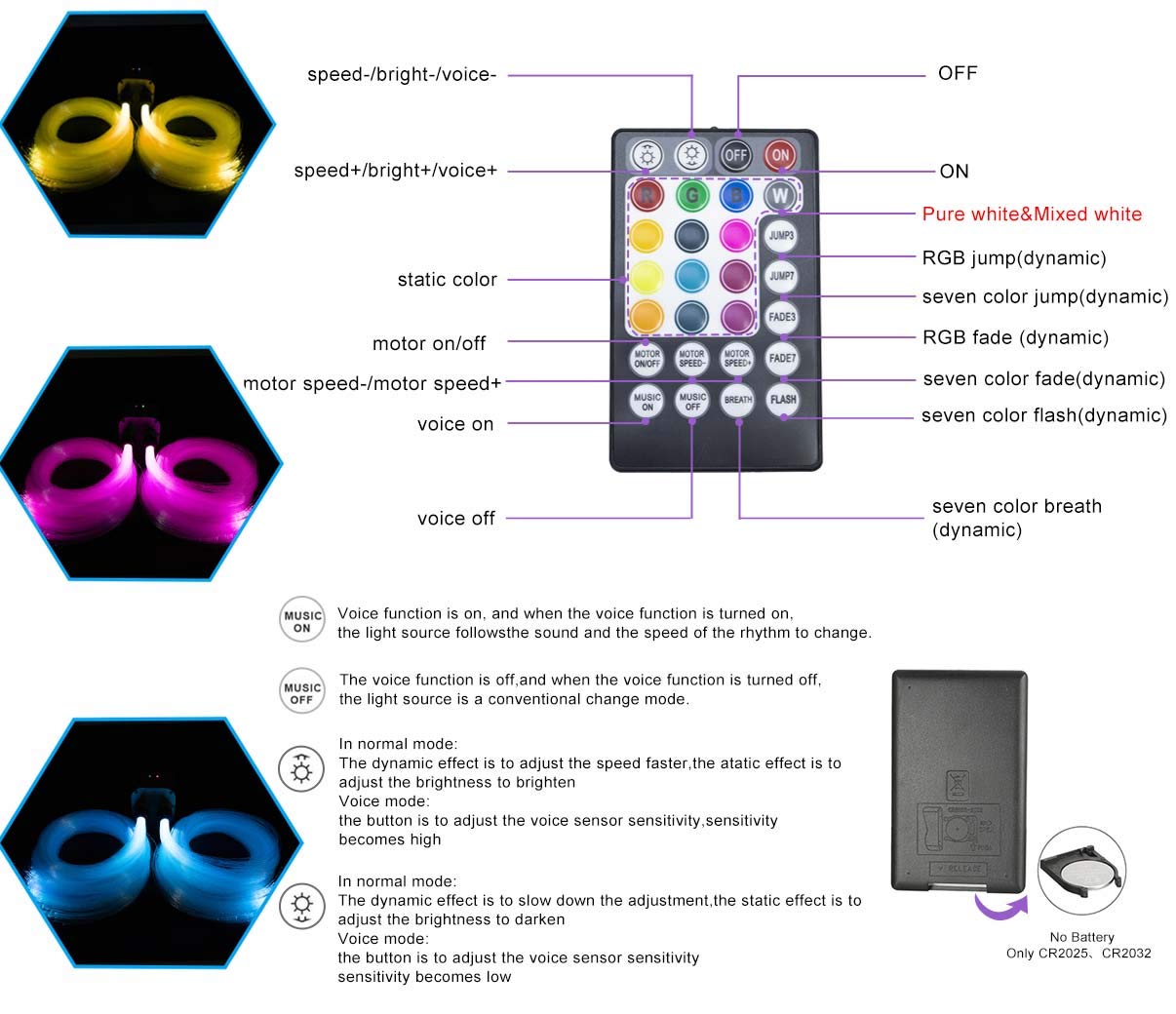 AZIMOM Bluetooth Fiber Optic Lights, 20W Twinkle Star Ceiling Kit, 1100pcs, 0.03in, 13.1ft, Gold, Model QJ-L