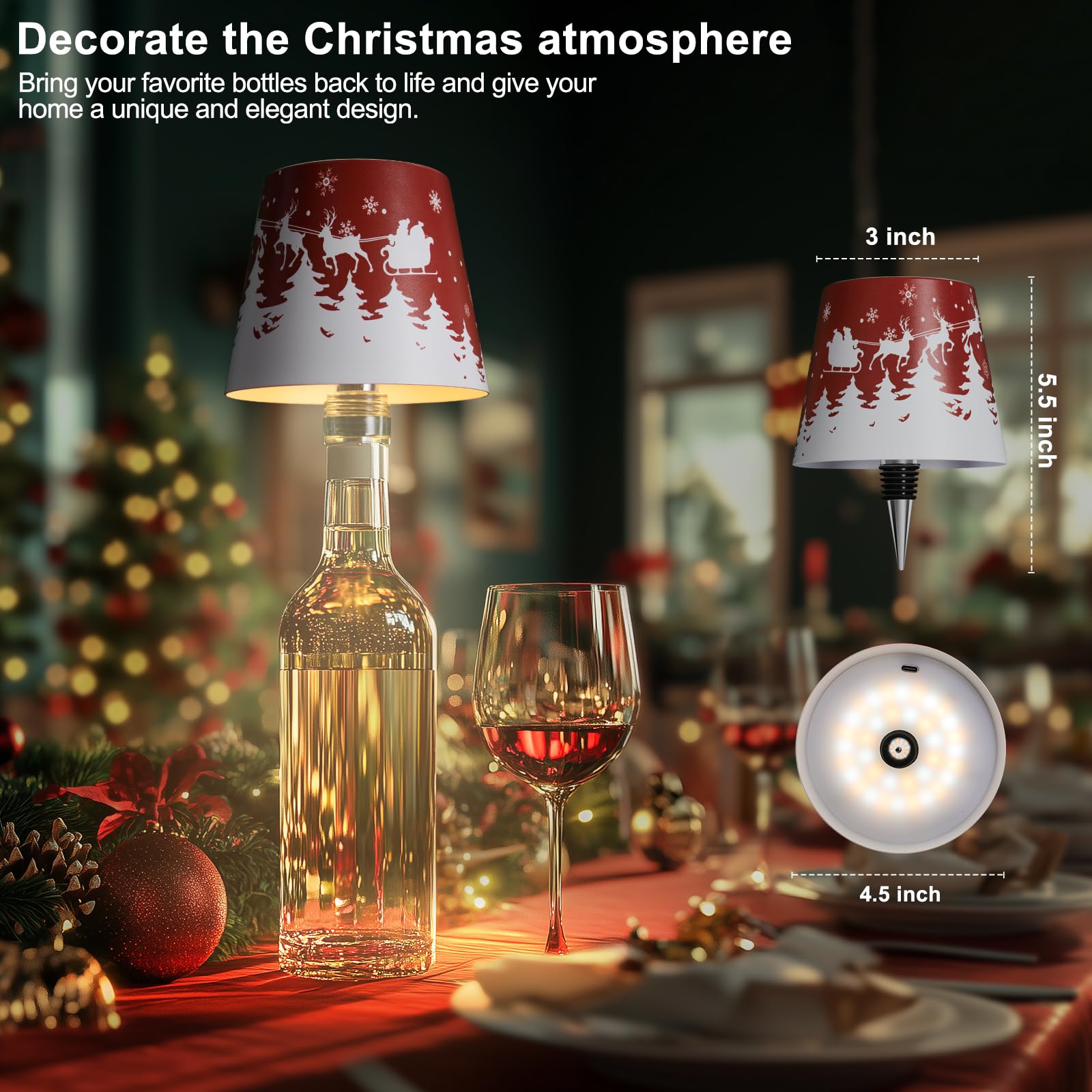 Mebaraul Wireless LED Table Lamp, Rechargeable, Stepless Dimming, Metal, Elk Color, Model FT1