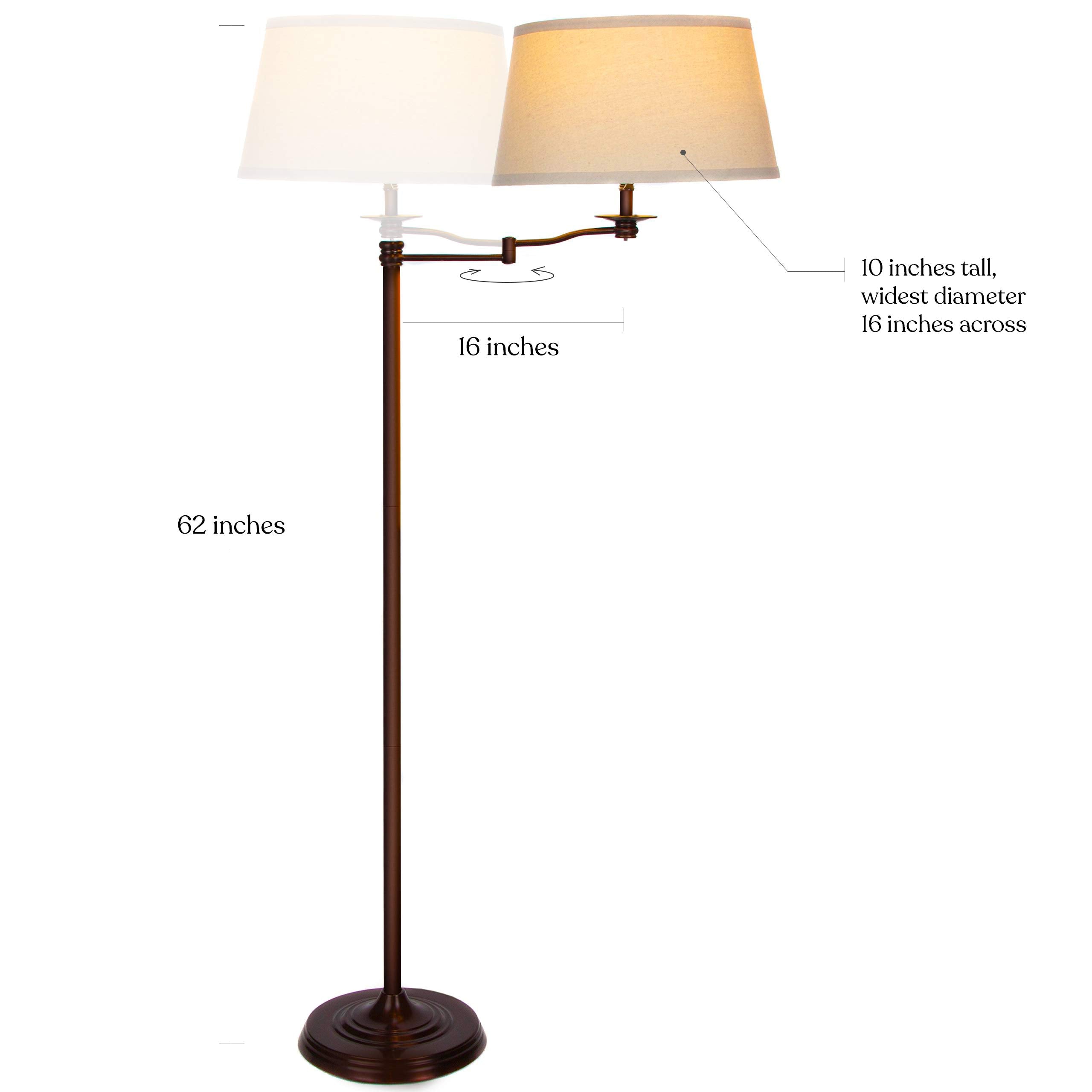 Brightech Caden LED Floor Lamp - Industrial Metal Design, Swing Arm, Bronze, Model BT-FL-CDN, Great for Living Rooms & Bedrooms