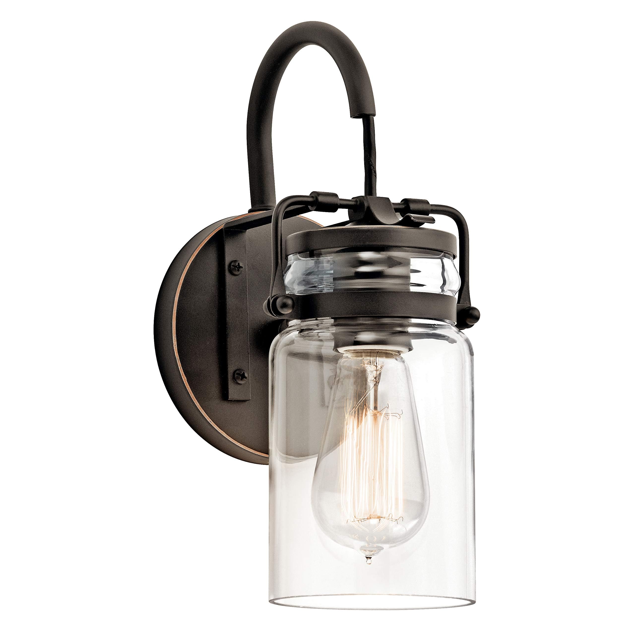 Kichler Brinley 11.5'' Wall Sconce In Olde Bronze?, 1-Light, Vintage Wall Mount Light With Clear Glass, (11.5'' H X 5'' W), 4557