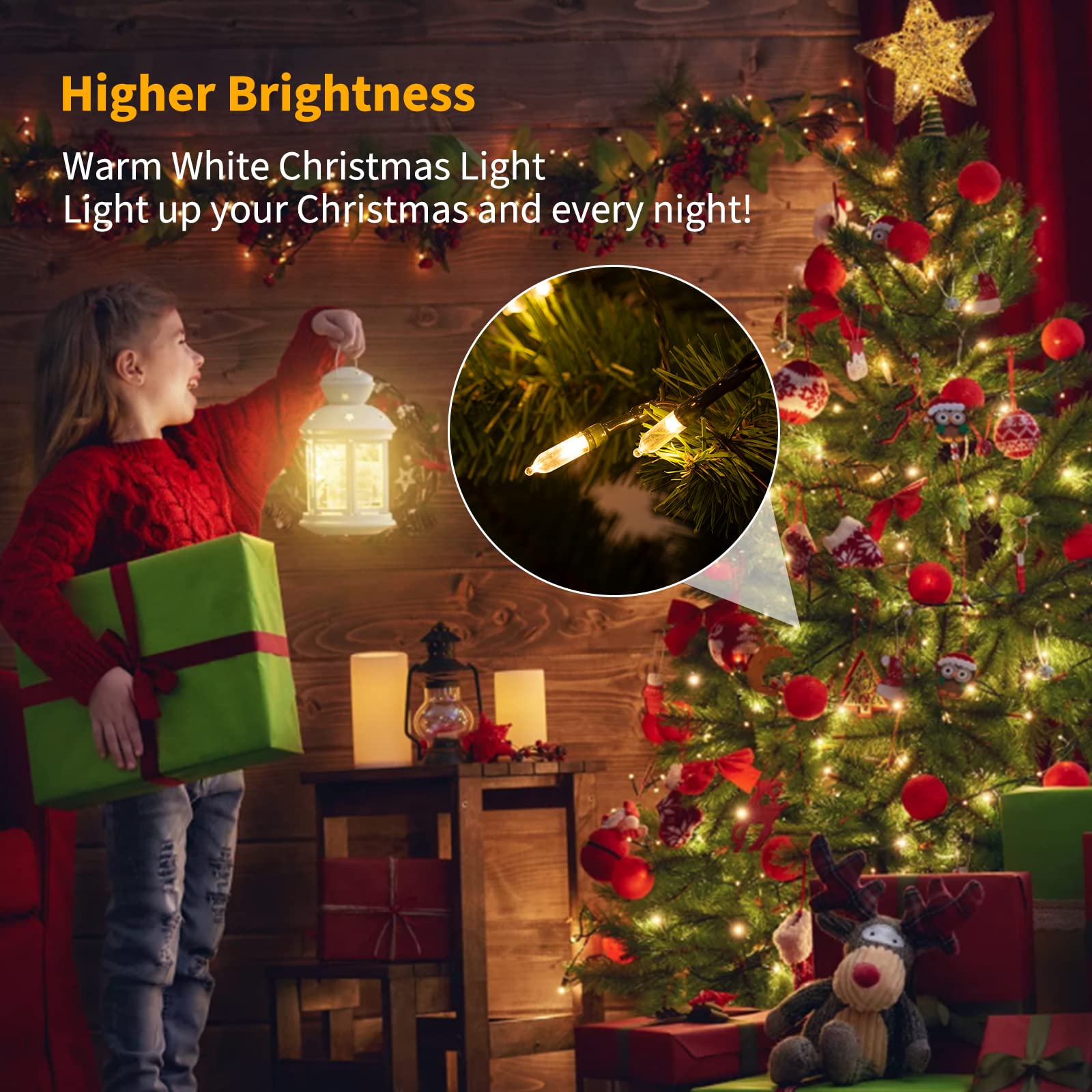 Brightown LED String Lights - 20 LEDs, 4 Pack, Warm White, Battery Powered, Indoor/Outdoor Holiday Decorations