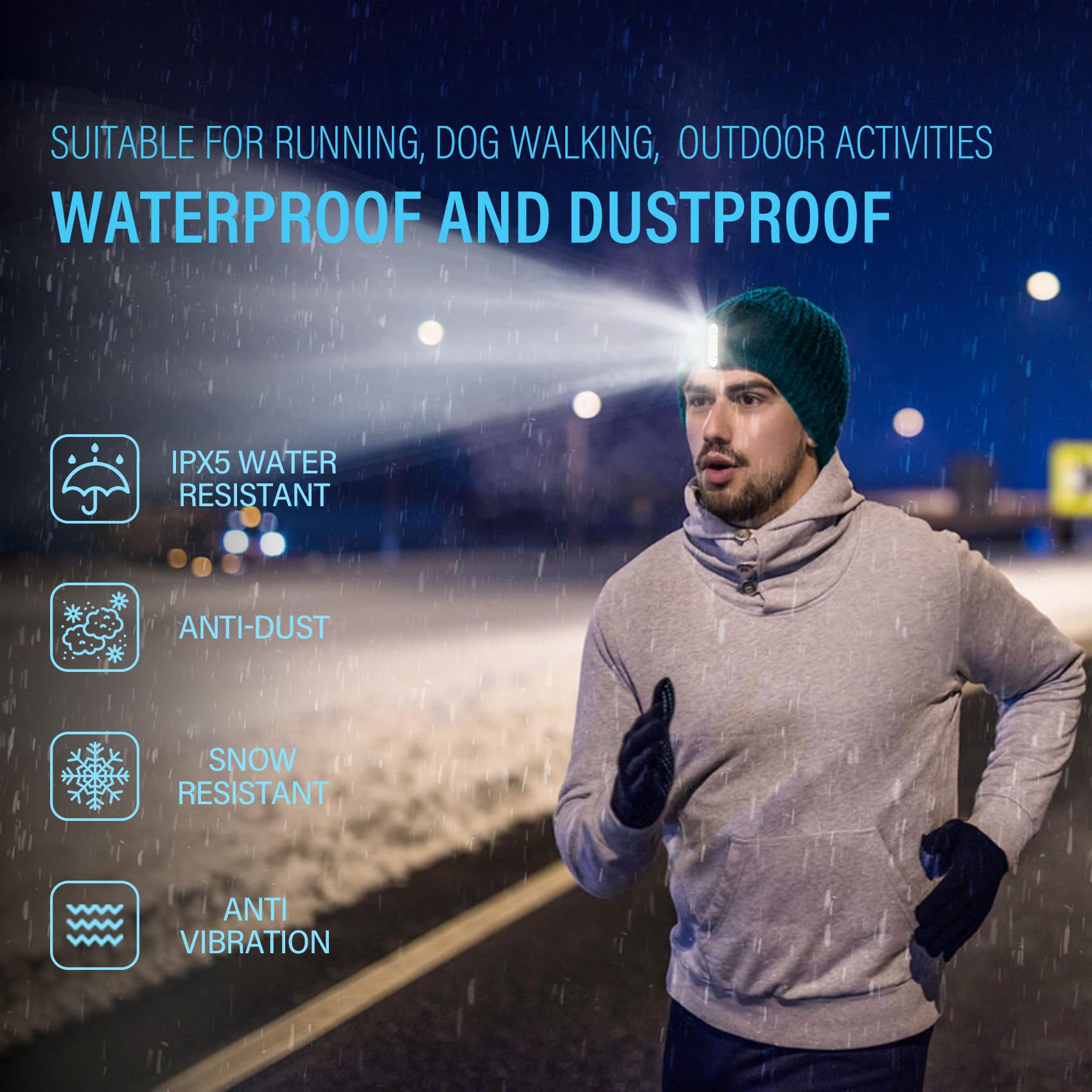 Running Lights for Runners, Rechargeable Walking Light for Night Walking, Portable Hands Free Flashlight for Walkings Dog, Safet