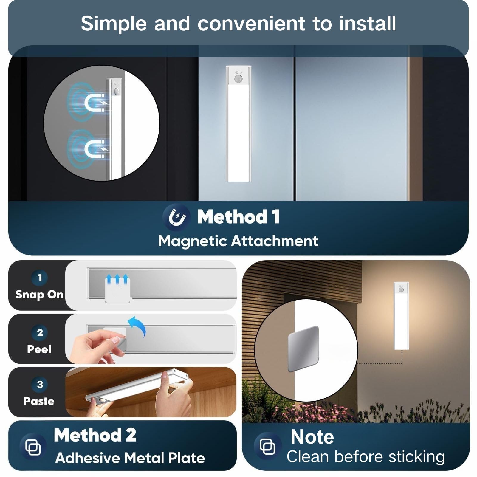 Sanofuturion Motion Sensor Under Cabinet Lighting-Magnetic Rechargeable Closet Lights For Kitchen Stairs Wardrobe | 3-Color Dimmable Led Under Counter Lighting | Pro Battery Upgrade (2  8 Inch)