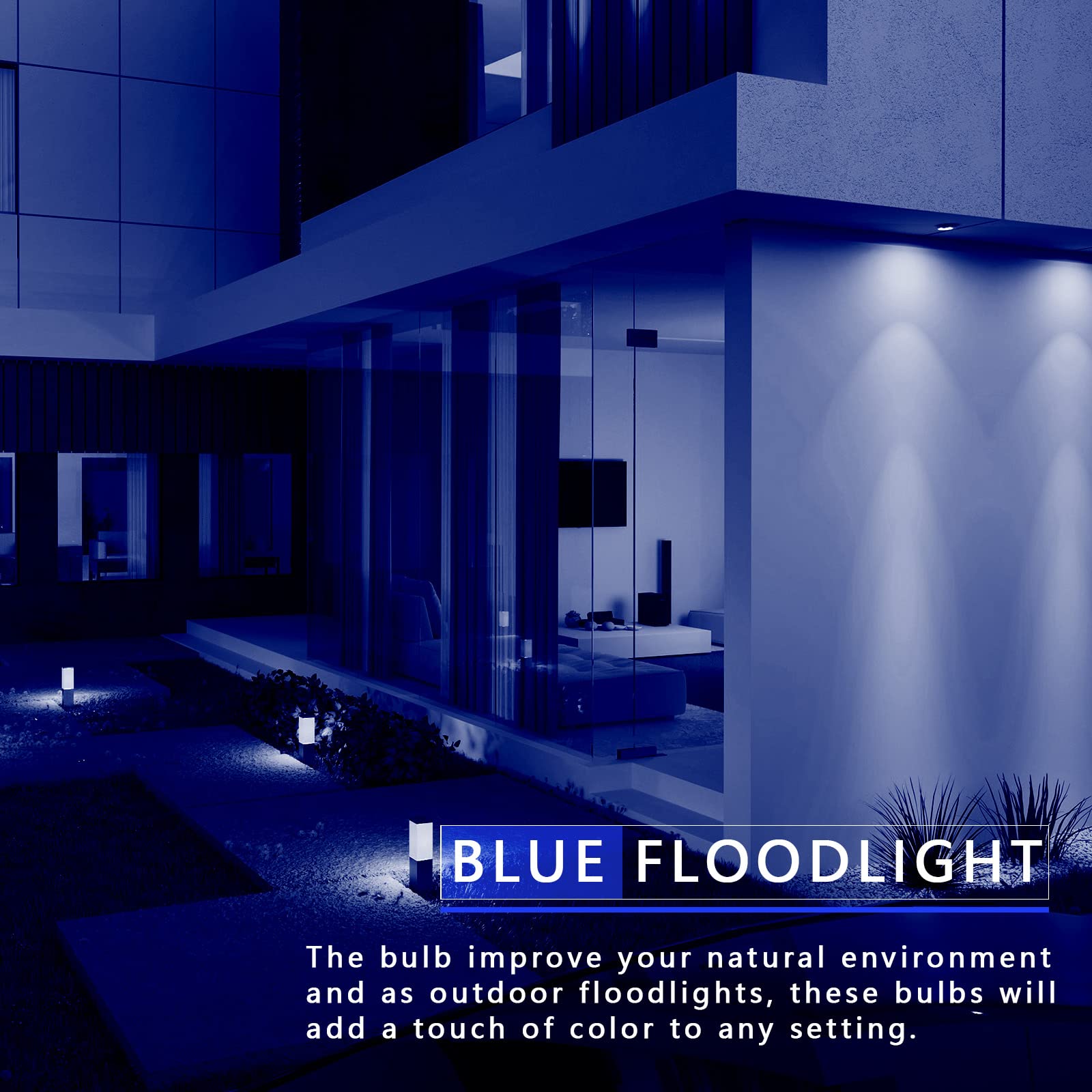 Gonhom PAR38 Dimmable LED Flood Light Bulbs, 20W (200W Equivalent), 4 Pack, Blue, E26 Base for Outdoor & Holiday Lighting