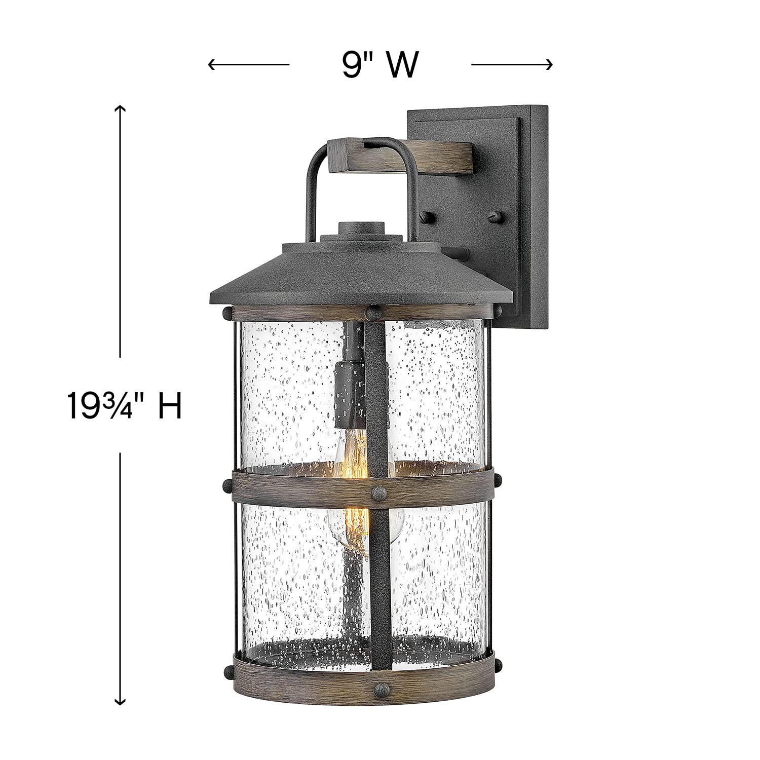Hinkley Lakehouse Medium Wall Mount Lantern, 1-Light, Aluminum, Aged Zinc with Driftwood Gray Accents, Model 2684DZ
