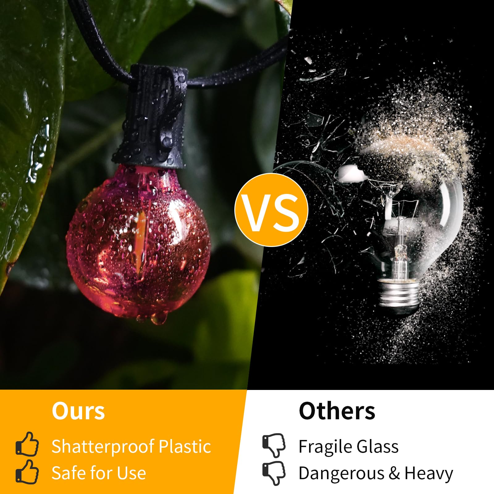 ShineU LED Outdoor String Lights, 40FT Waterproof G40 Globe with 27 Shatterproof Vintage Bulbs, Pink, Connectable for Patio, Garden, Bistro