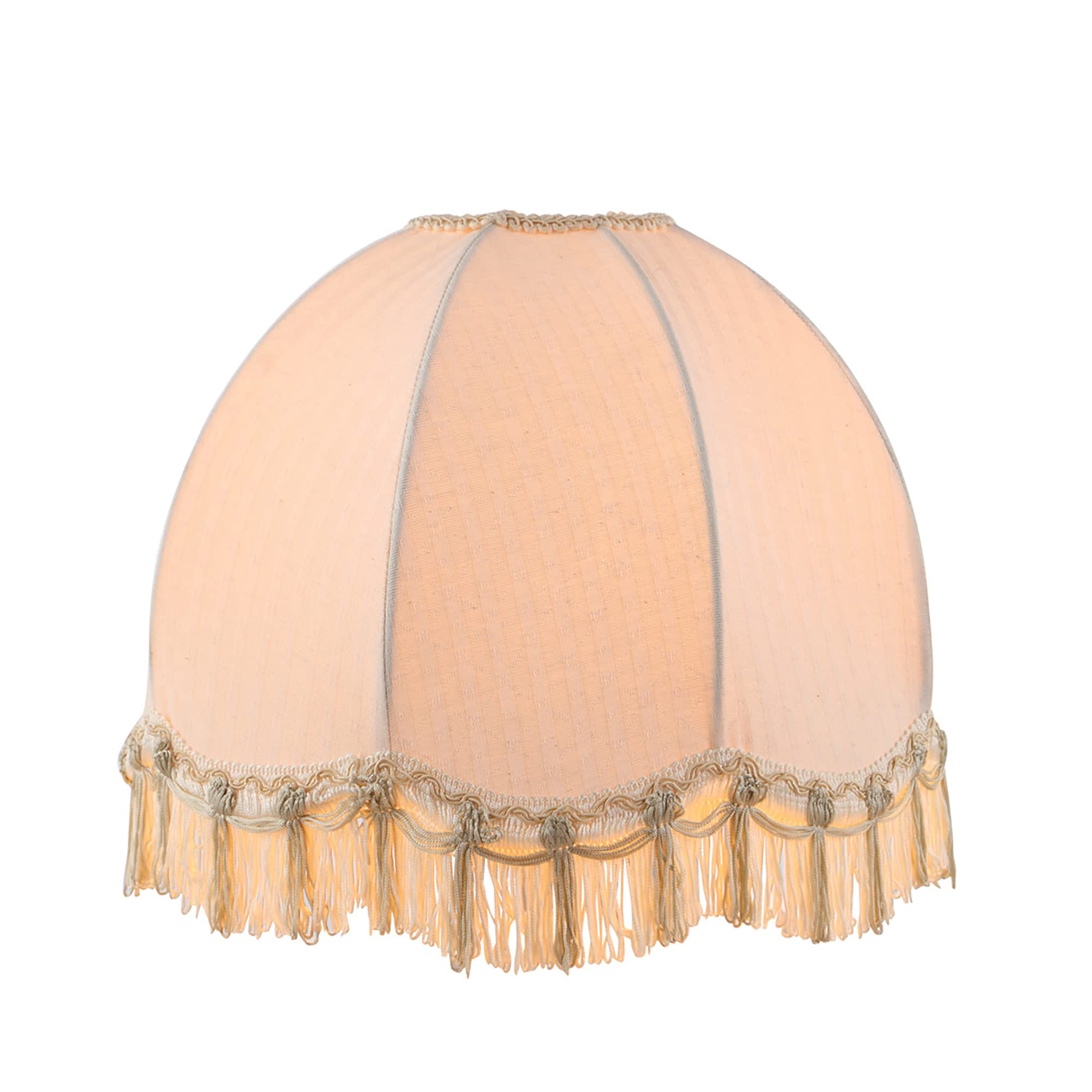 Aspen Creative 34501, Handsewn Off-White Spider Lamp Shade/Jacquard Textured Fabric With Fringe, 4&quot; Top X 13&quot; Bottom X 10&quot; Slant Height