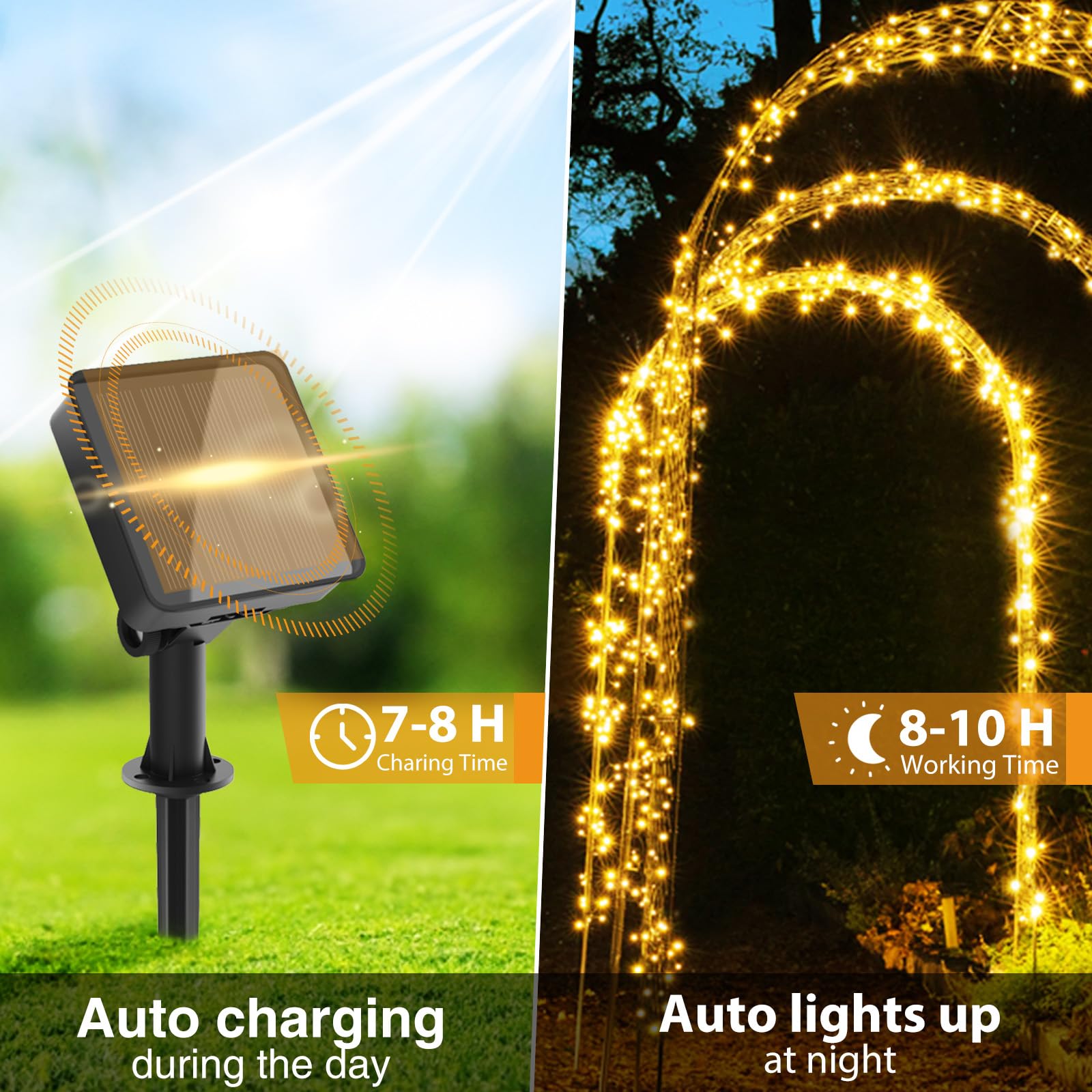 kolpop Solar Fairy Lights, 96FT 240LED, Waterproof Copper Wire, 8 Modes, Warm White, 3 Pack