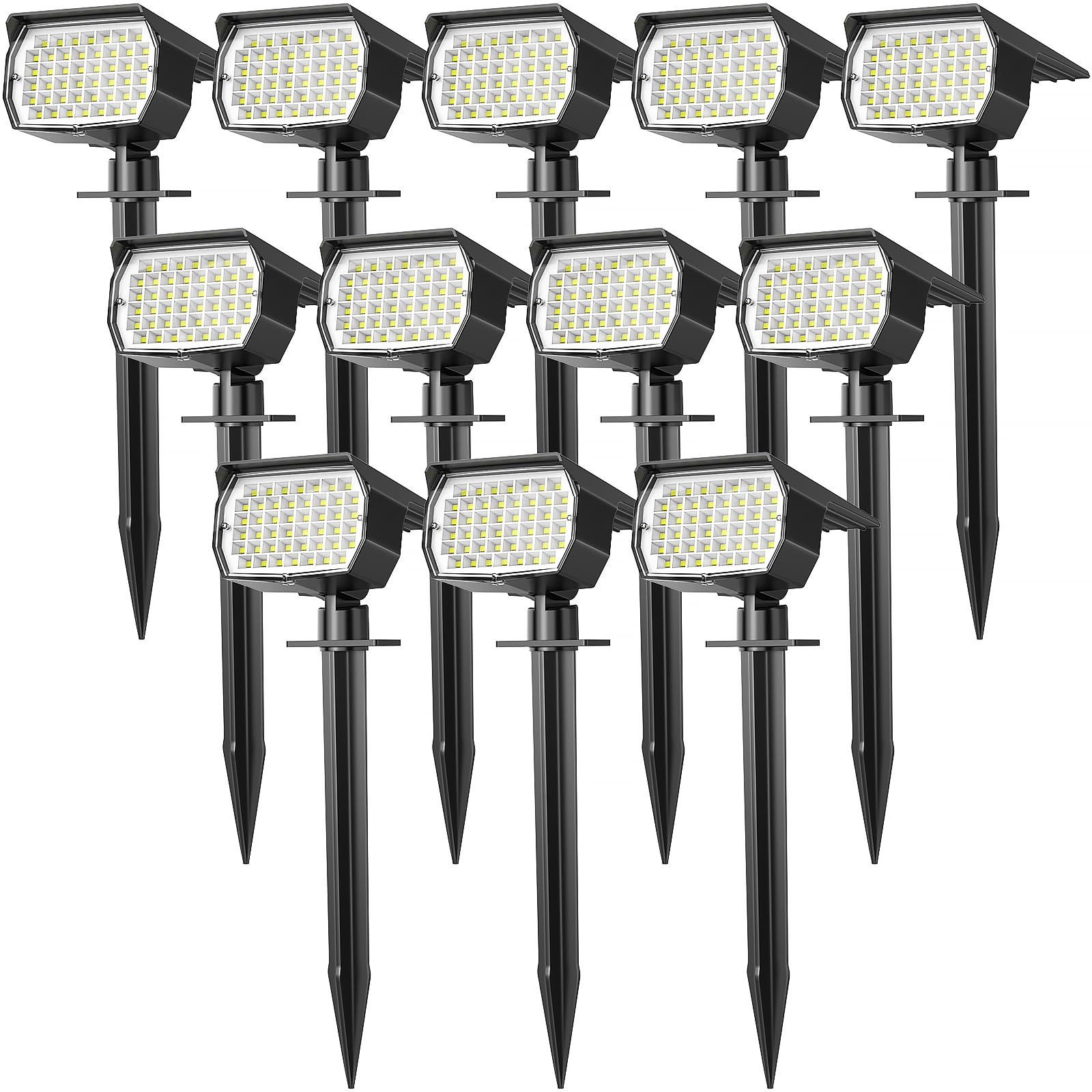 WENATY Solar Spot Lights Outdoor Waterproof IP65, 12 Pack Landscape Spotlights with 46 LEDs, 3 Modes Auto On/Off Solar Powered F
