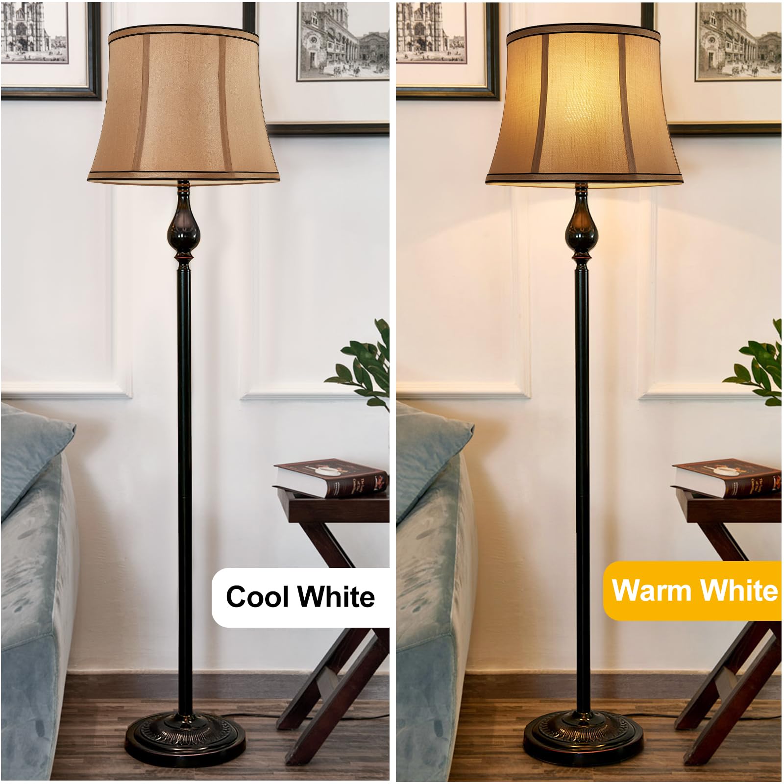 Luvkczc Brown Drum Lampshades Set of 2, 13"x10"x10", Fabric, Royal Design, Harp Holder Included
