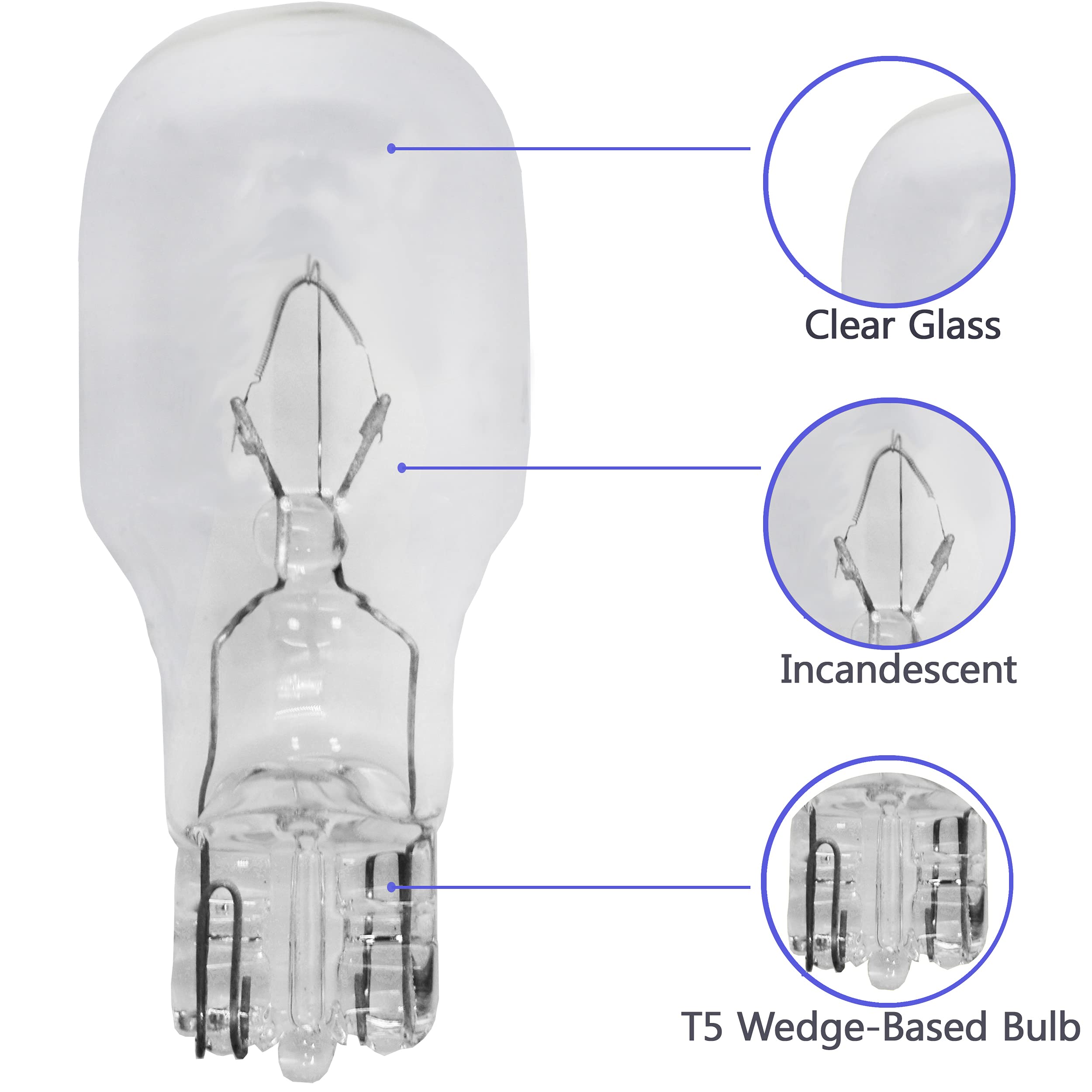 Landscape Low Voltage - Pack 20-12 Volt 11W - T5 Wedge Bulbs - Compatible With Malibu Lights - Garden - Deck Light Bulbs - Yard