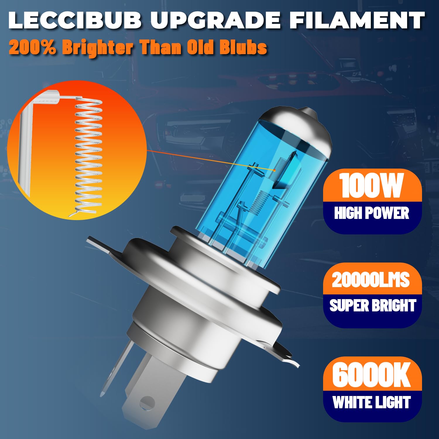 Leccibub Light Bulbs Compatible With Toyota Tundra 2000-2006, 9003 High Low Beam + 9006 Fog Lights Halogen Light Bulb Combo, Sup