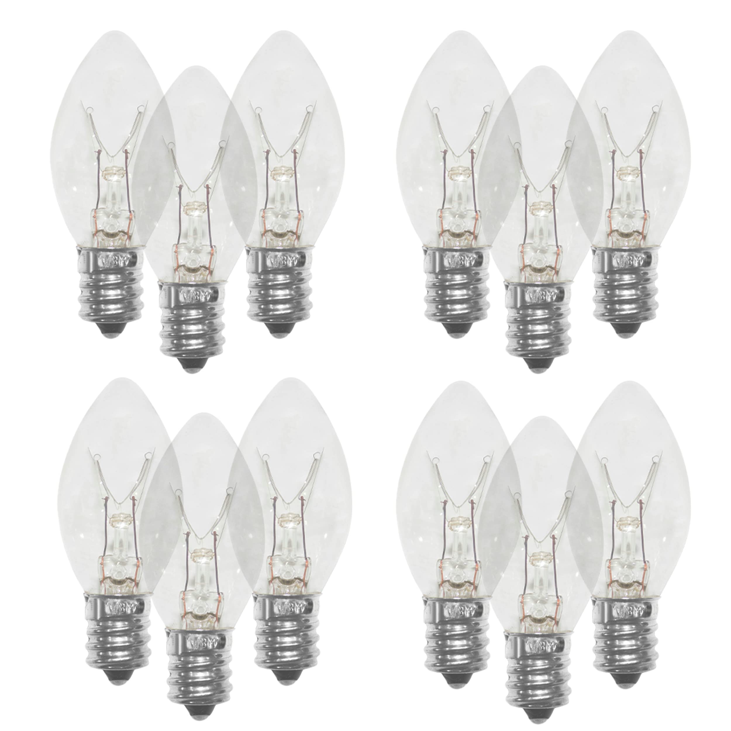 Himalayan Glow Salt Lamp Light Bulbs - Night Light Bulbs - 15 Watt Light Bulbs for Lamp - E12 Incandescent Bulbs - High Temp Res