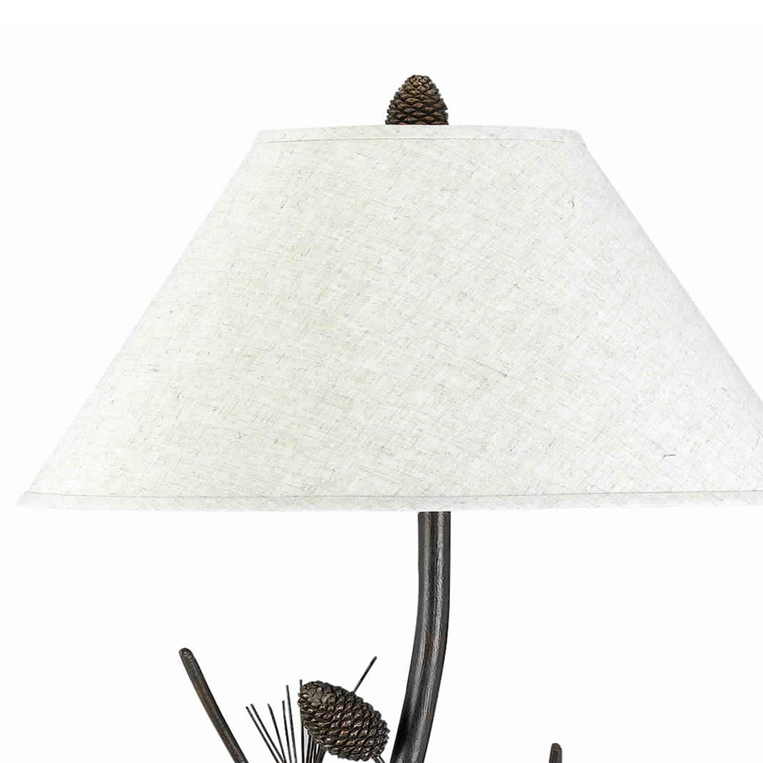 Pine Twig Accent Metal Body Floor Lamp With Conical Shade