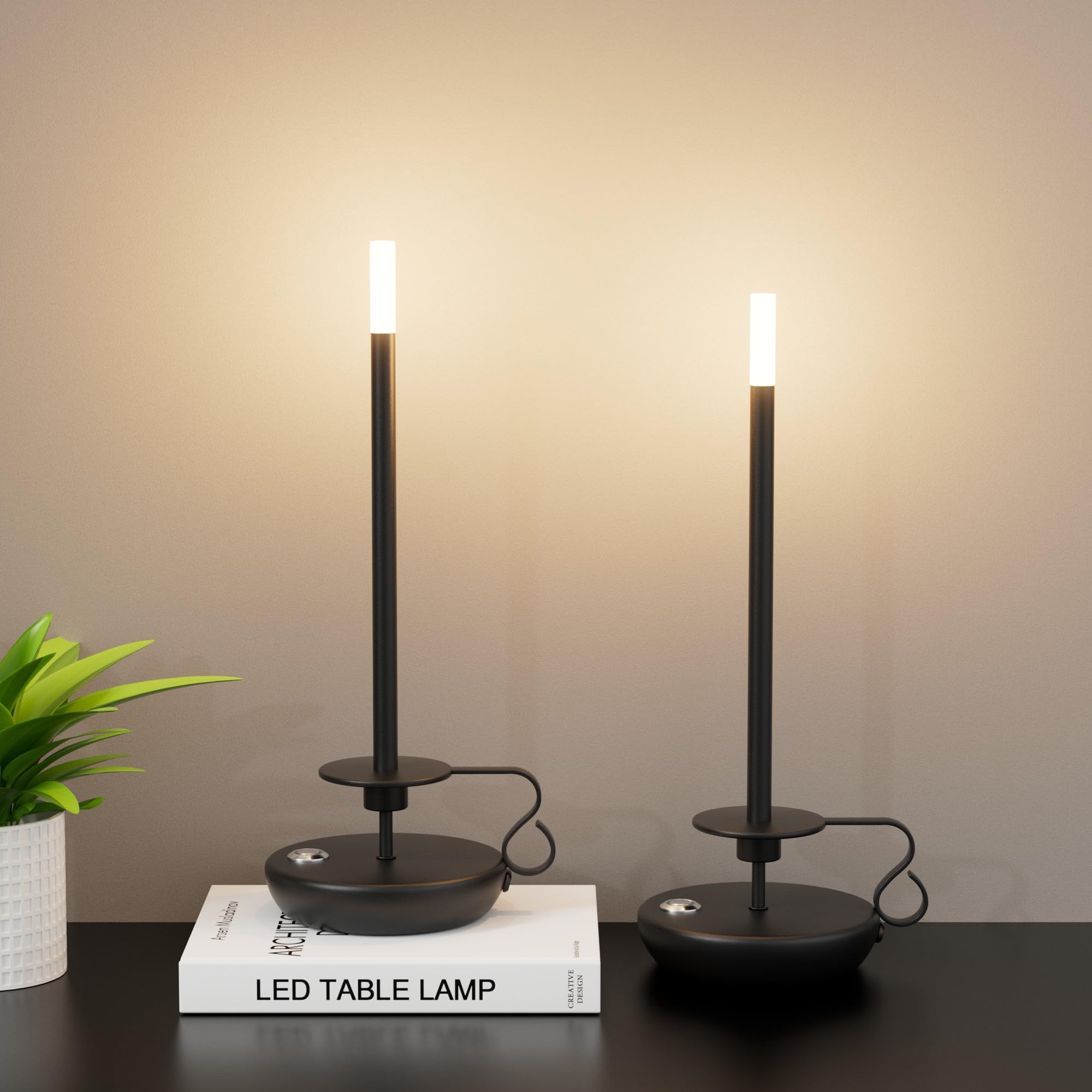 irotine Cordless LED Table Lamp, Rechargeable, Stepless Dimmable, Model HT-905, Black