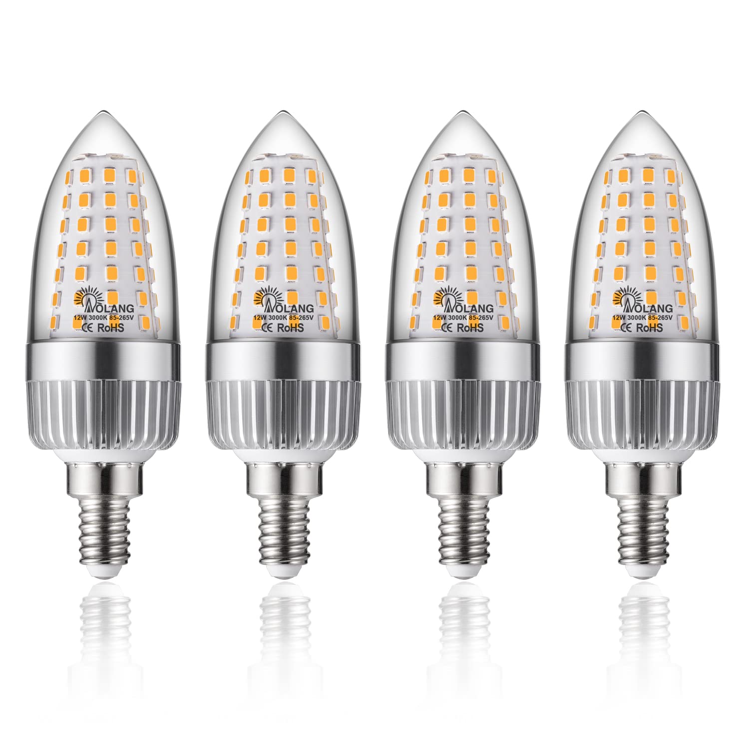 Aolang E12 Led Candelabra Bulb, 12W Led Candle Bulbs,100-Watt Light Bulbs Equivalent, Warm White 3000K Chandelier Bulbs, E12 Can