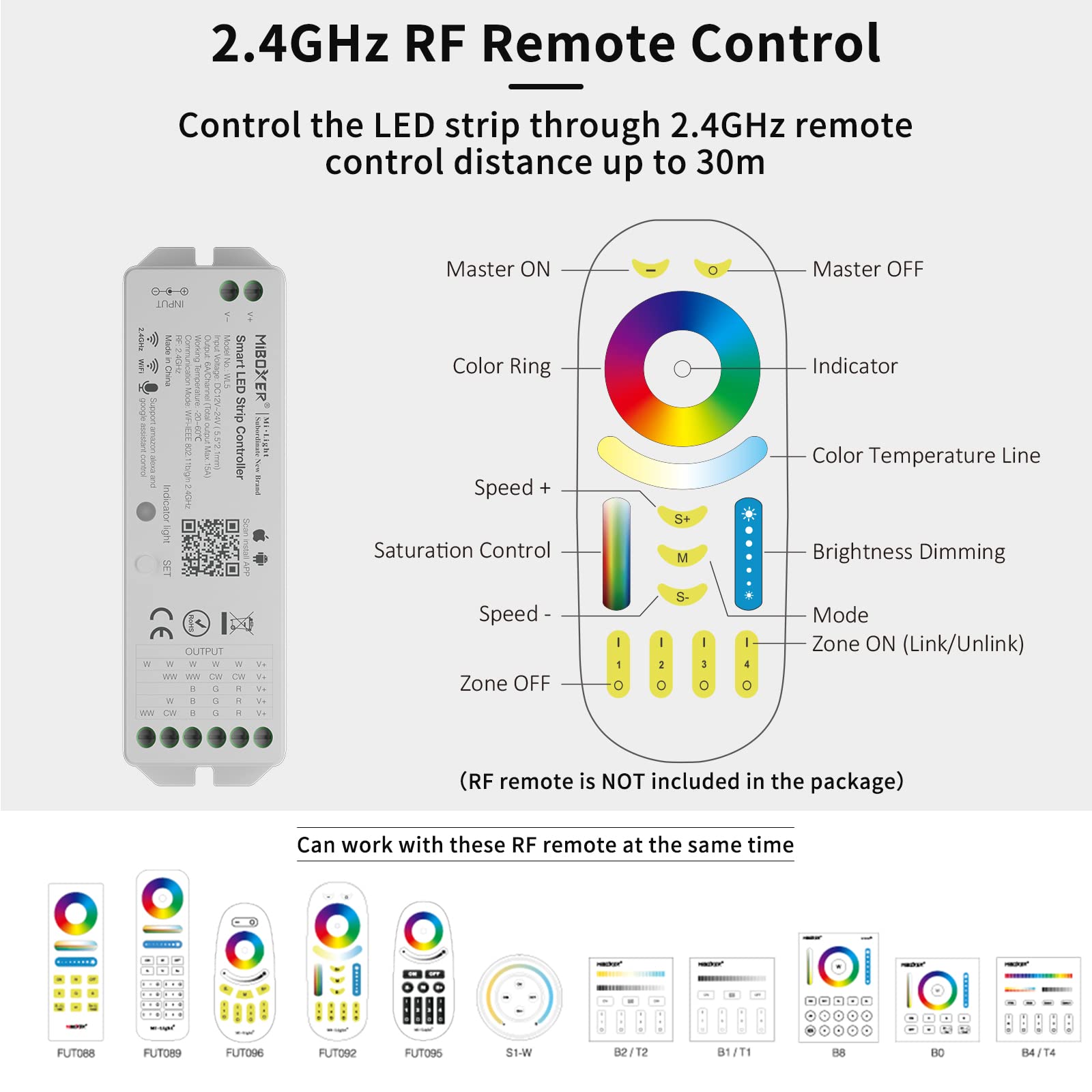 Pautix Wifi 5-In-1 Led Controller For Rgb Rgbw Cct Lights, Compatible With Tuya/Alexa/