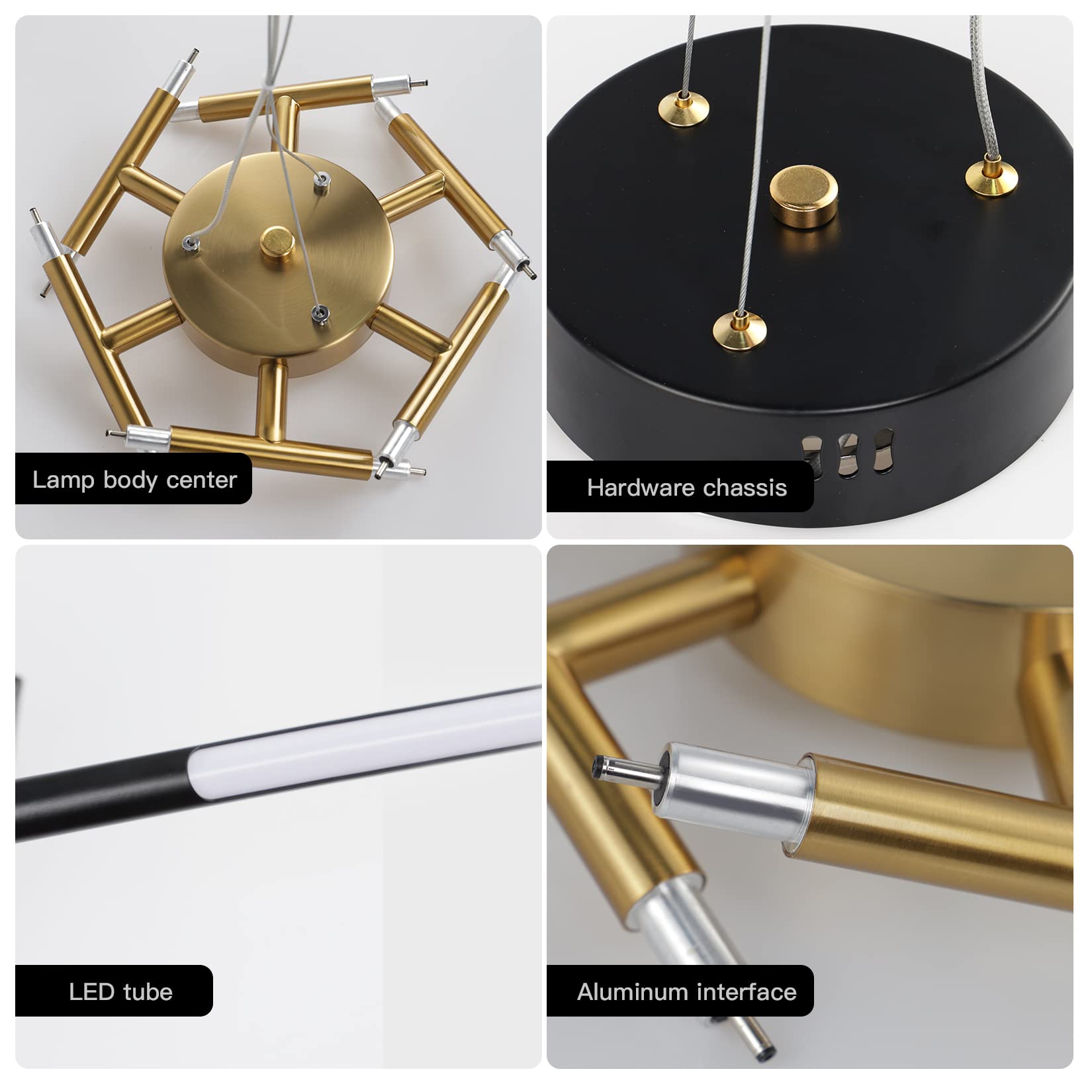 Black And Gold Chandelier,Modern Sputnik Chandelier Led Chandeliers Ceiling Light Easy To Install Pendant Lights New Art Hanging
