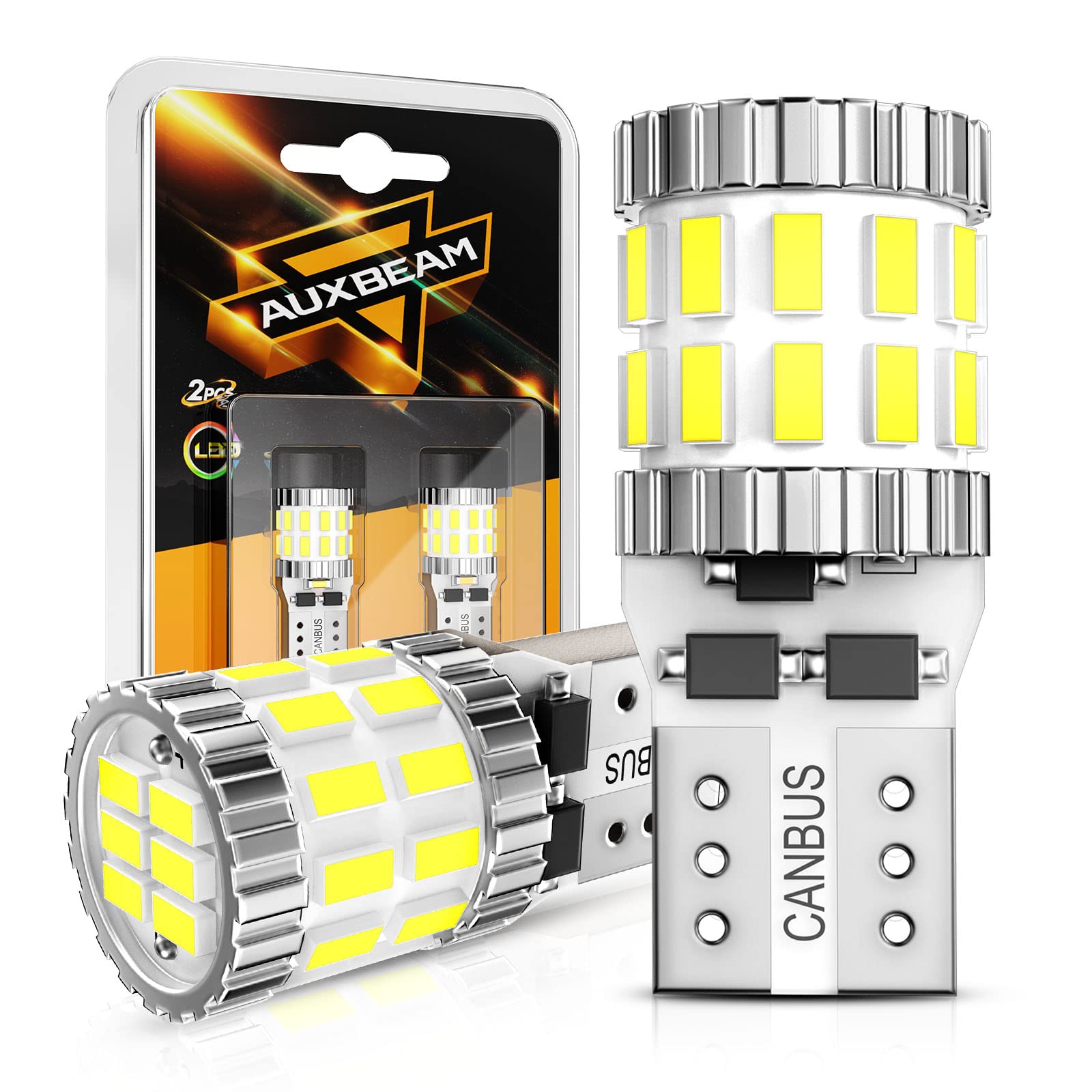 Auxbeam 194 LED Bulbs, 400% Brighter, Canbus Error Free, 30-SMD, Pack of 2, White, Model XD000532