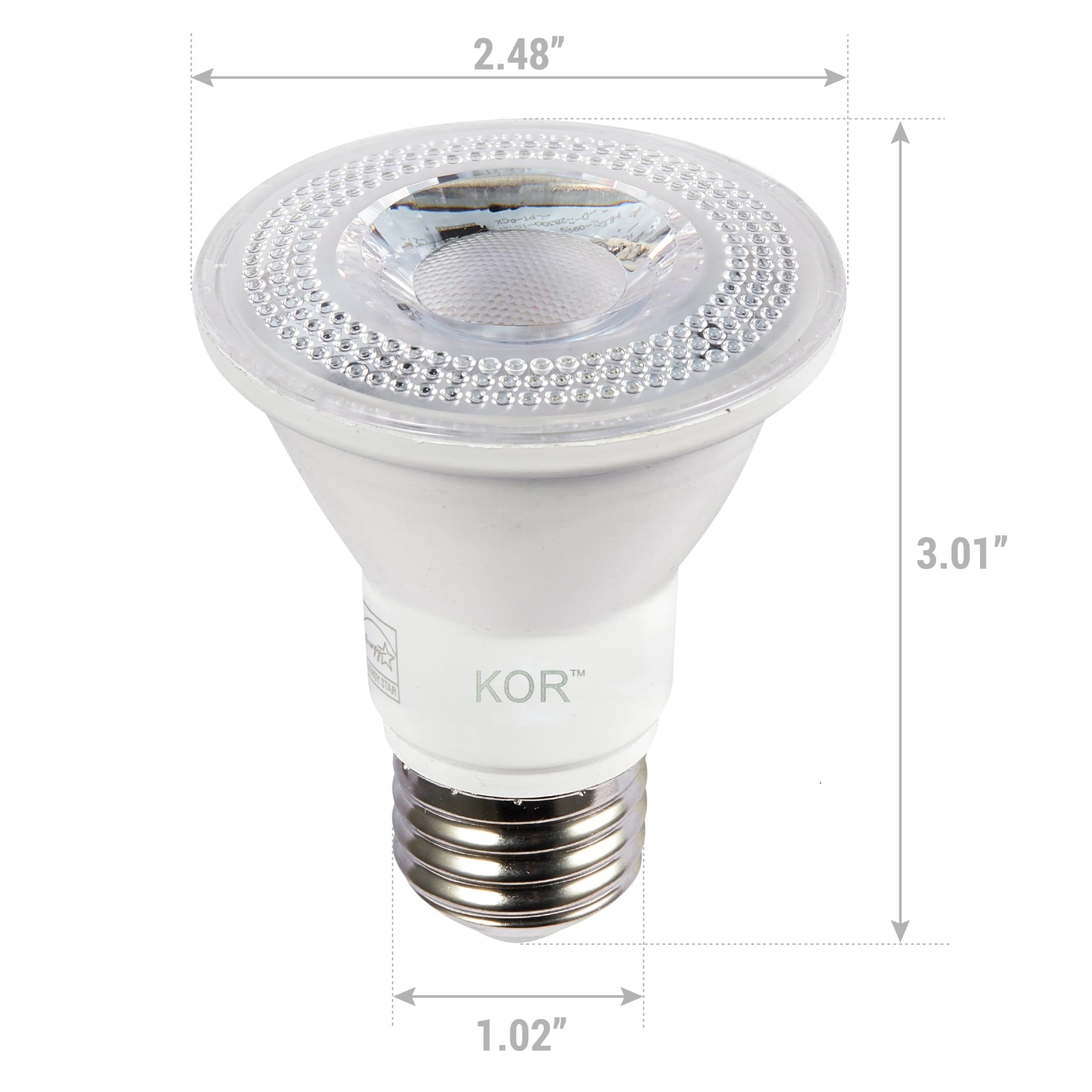 Kor (6 Pack) K21419 - L5.5Par20/Fl/30K - 40 Flood Led 5.5W =50W 120V Par20 Medium (E26) Dimmable Wet Location Rated 3000K (Warm