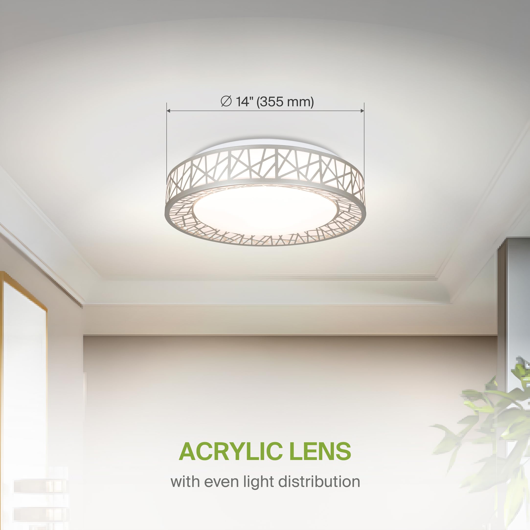 Asd 14 Inch Led Flush Mount Ceiling Light - Brushed Nickel Modern Ceiling Light Fixture 24W 1534Lm, 2700-5000K Adjustable Dimmab