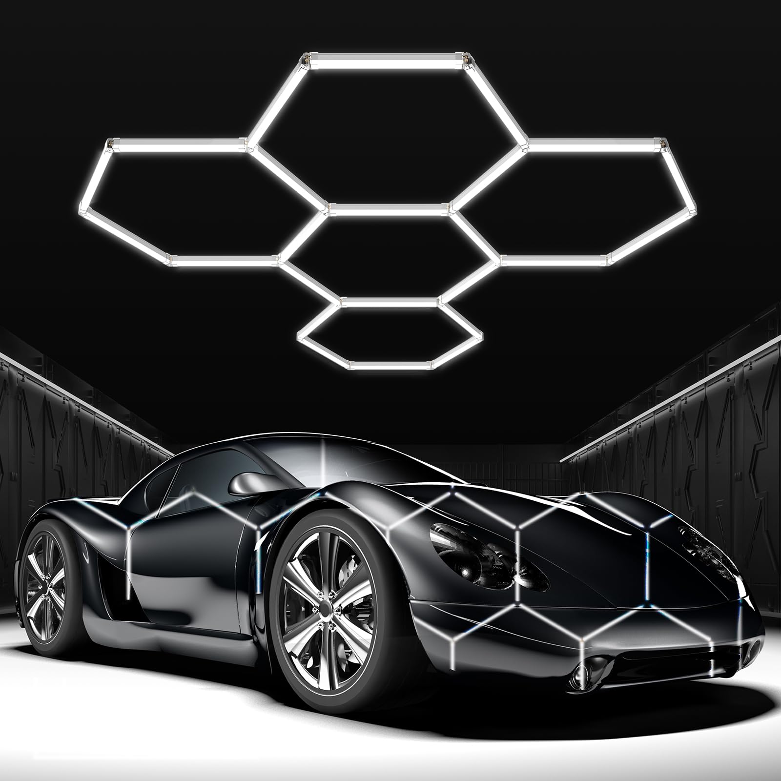 Dimgogo Hexagon Led Garage Light:17280Lm 6500K Super Bright Ceiling Shop Lights For Garage,Warehouse,Basement,Meeting Room,Gym,C