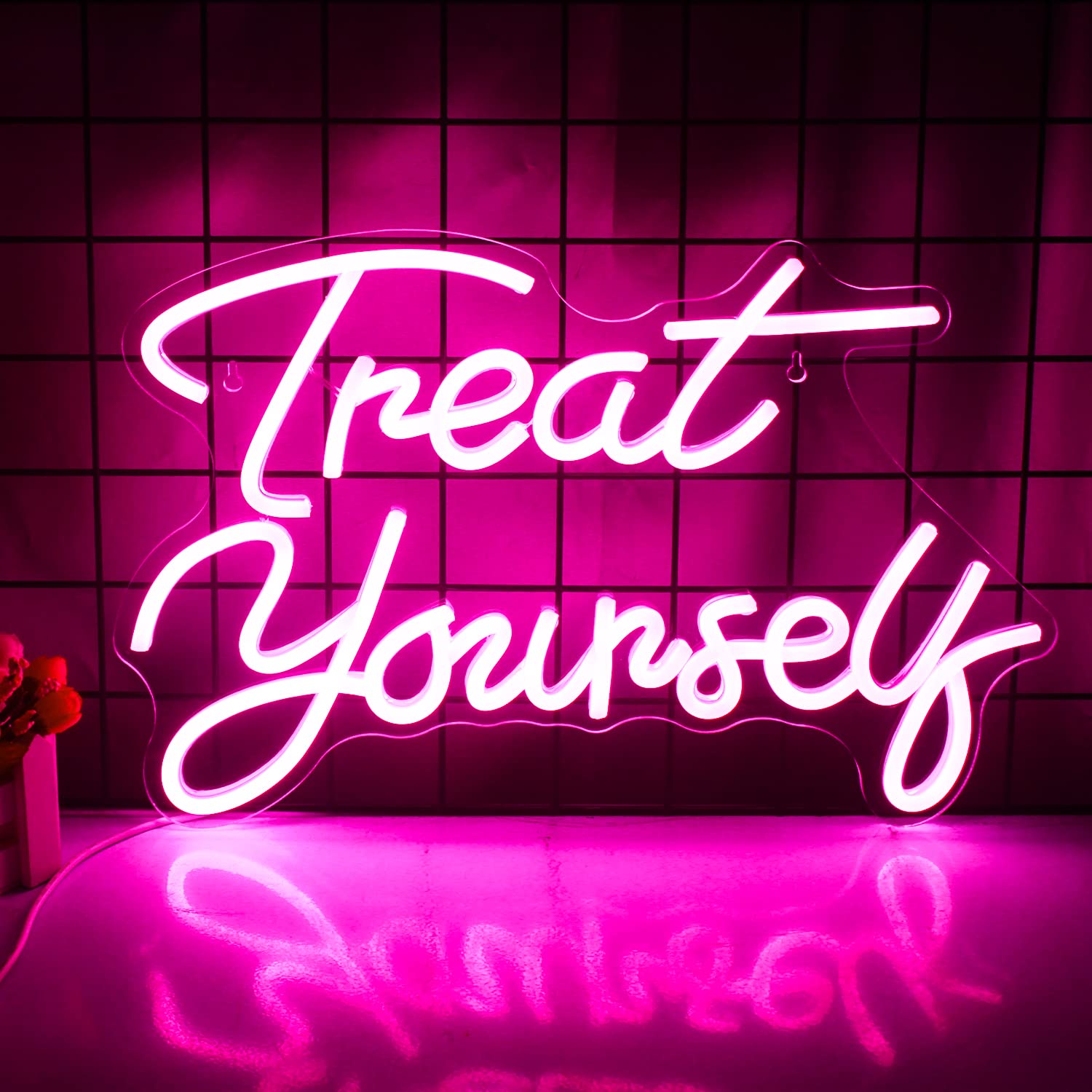 Wanxing Neon Sign - LED Wall Decor Light, USB Powered, Pink, Model WX-NS-pink treat yourself