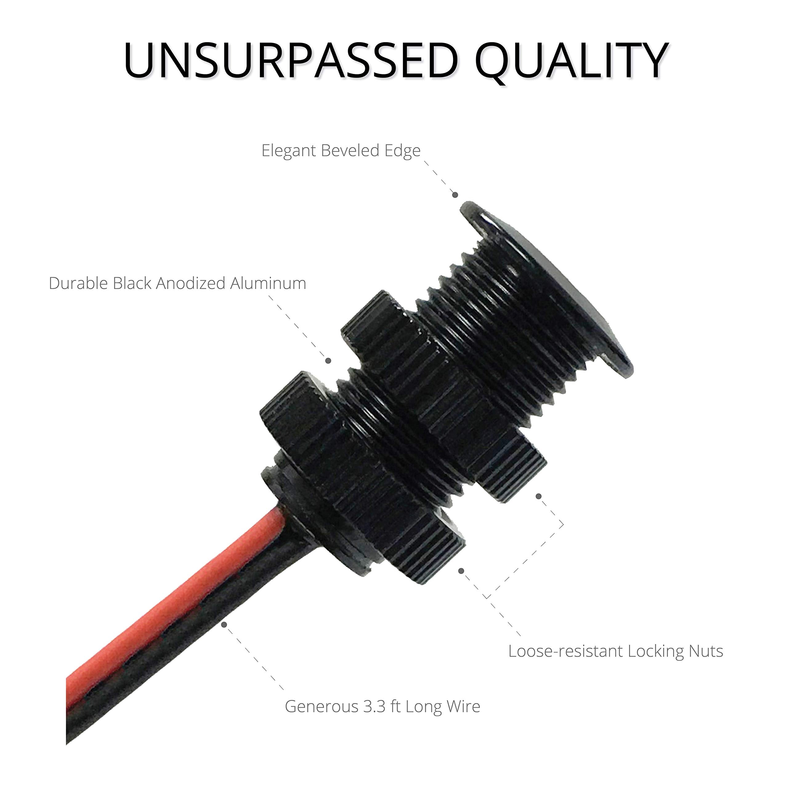 Oznium Flush Mount LED Light - 12V, 11mm Aluminum Housing, 12,000K Cool White, Model 2235 for Cars & Motorcycles