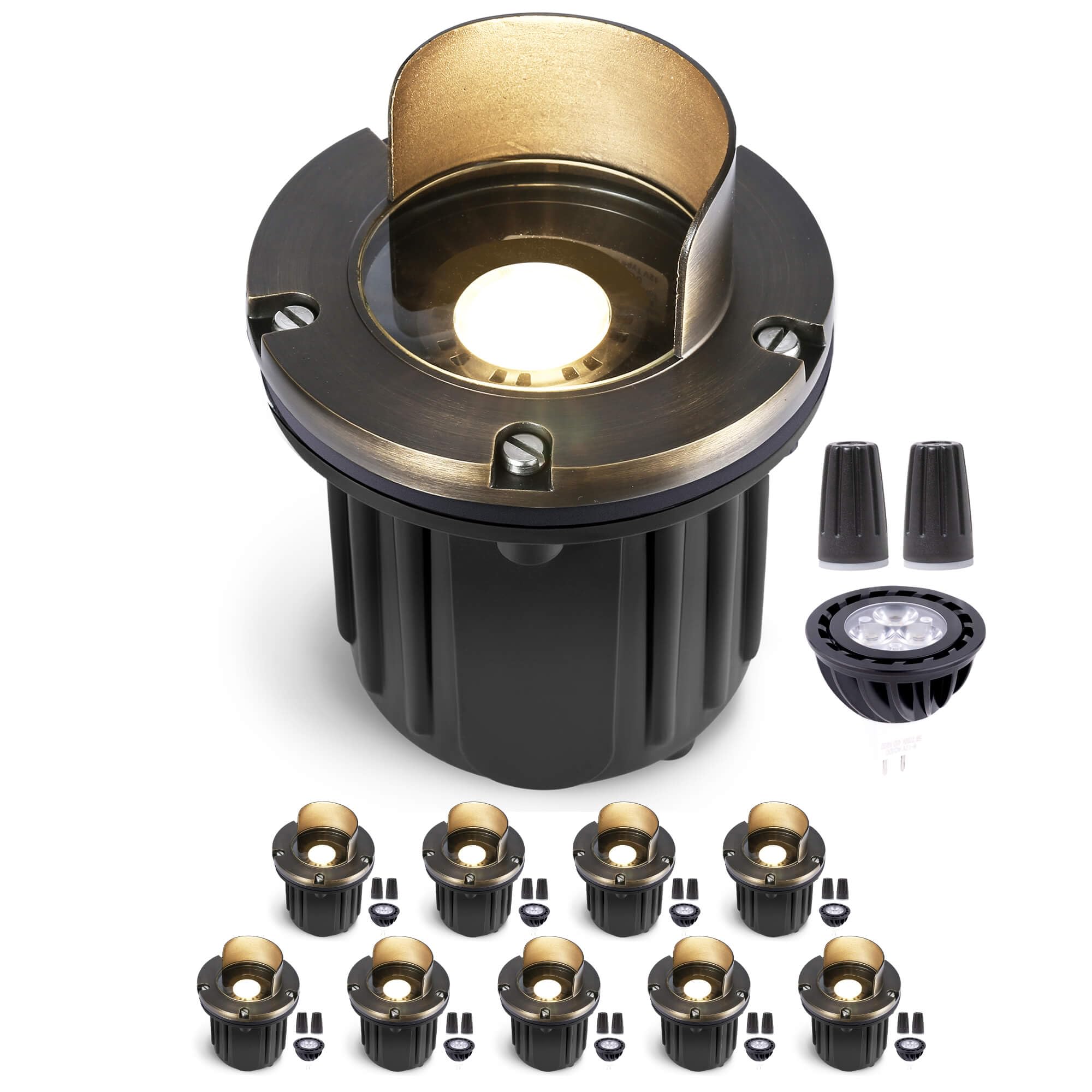 Gardenreet LED Well Lights Low Voltage - Brass In-Ground Ip65 Weatherproof 12V Lighting, Electric Light, Antique Bronze for Gard