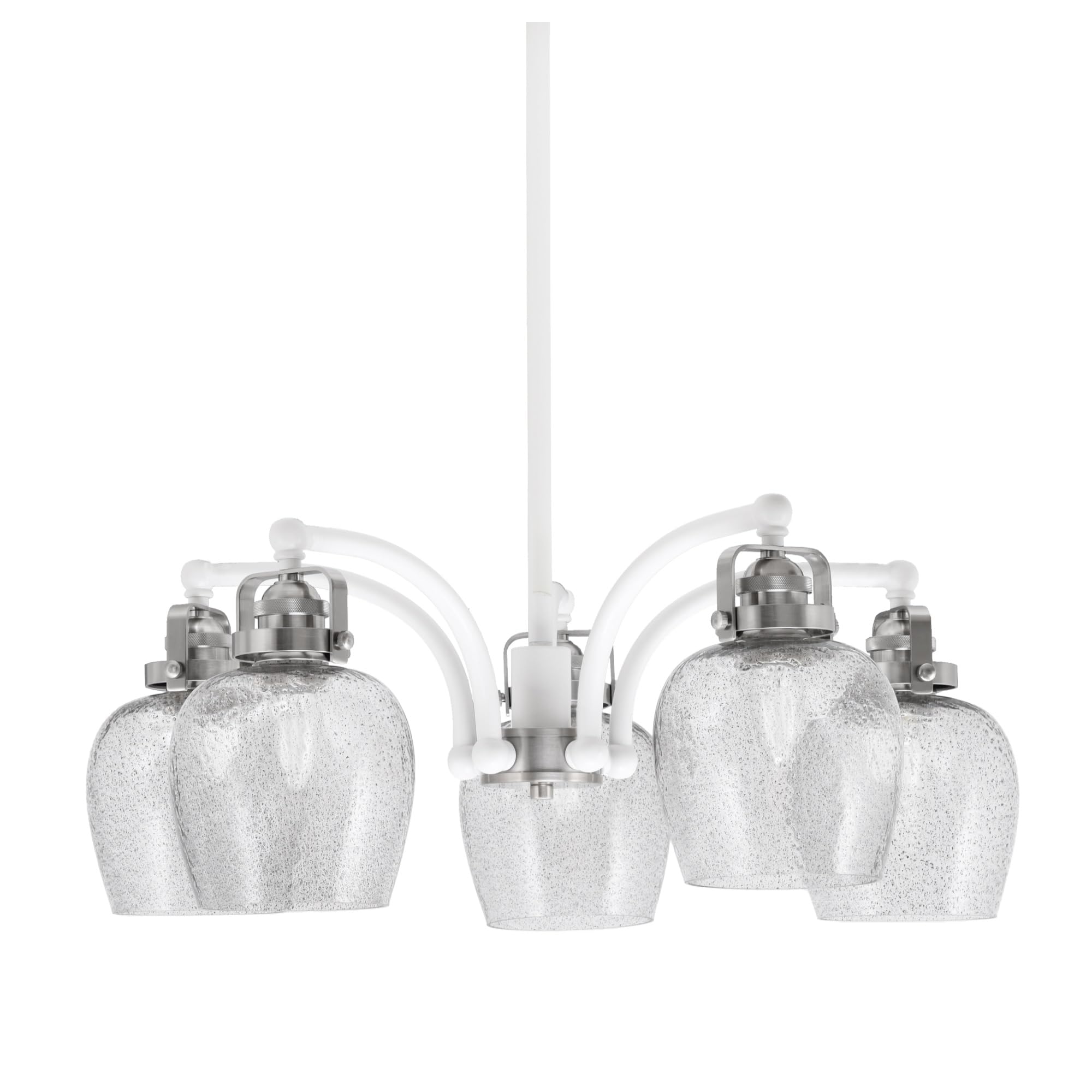 Easton Downlight, 5 Light, Chandelier Shown In White & Brushed Nickel Finish With 6&quot; Smoke Bubble Glass