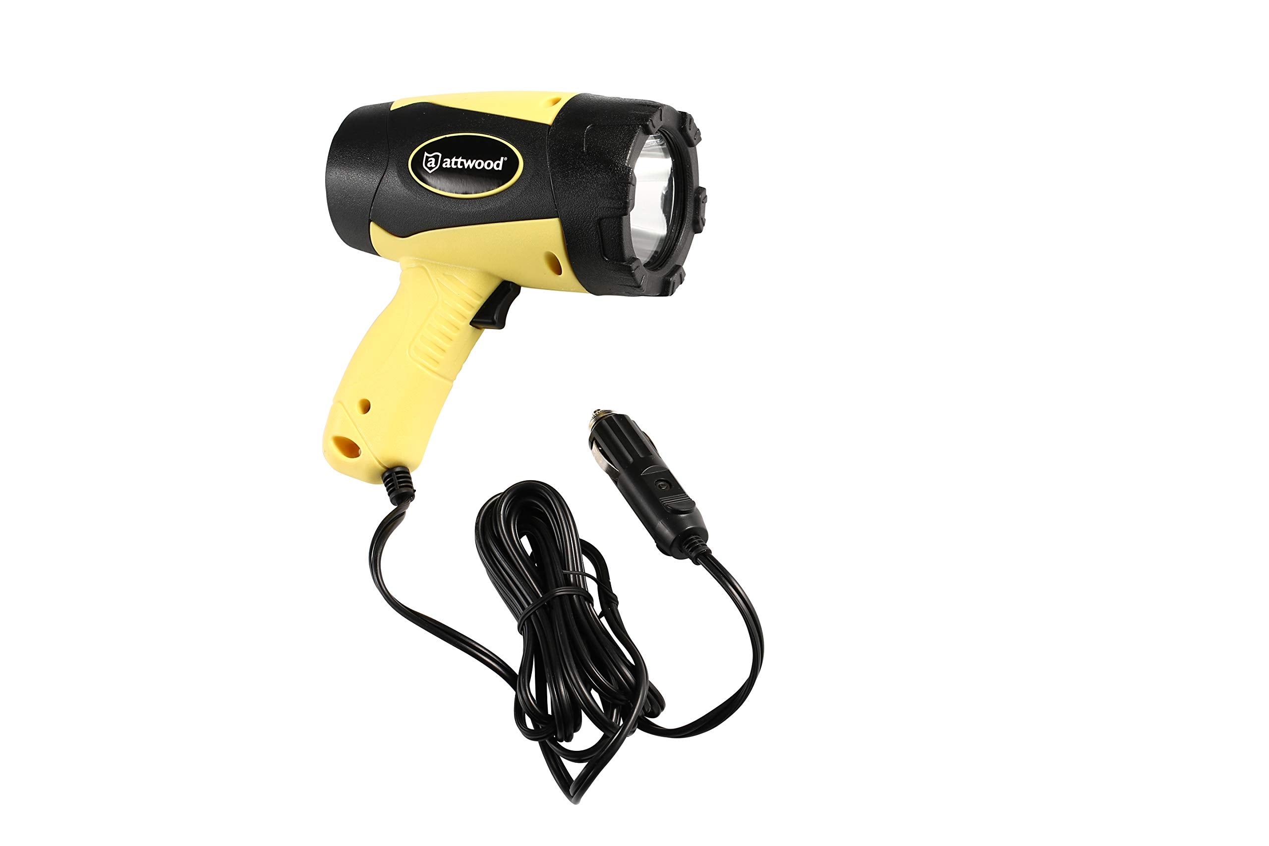 Attwood 11794-7 Portable 5W Led Emergency Spotlight 12V Adapter Plug, Safety Yellow/Black