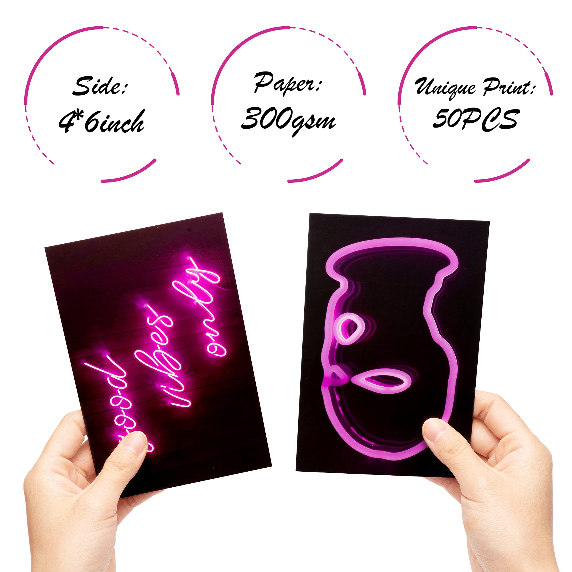 GROBRO7 50PCS Pink Neon Aesthetic Wall Collage Kit, Wall Art Collage Kit, Aesthetic Posters for Dorm Wall Decor, Wall Art Print