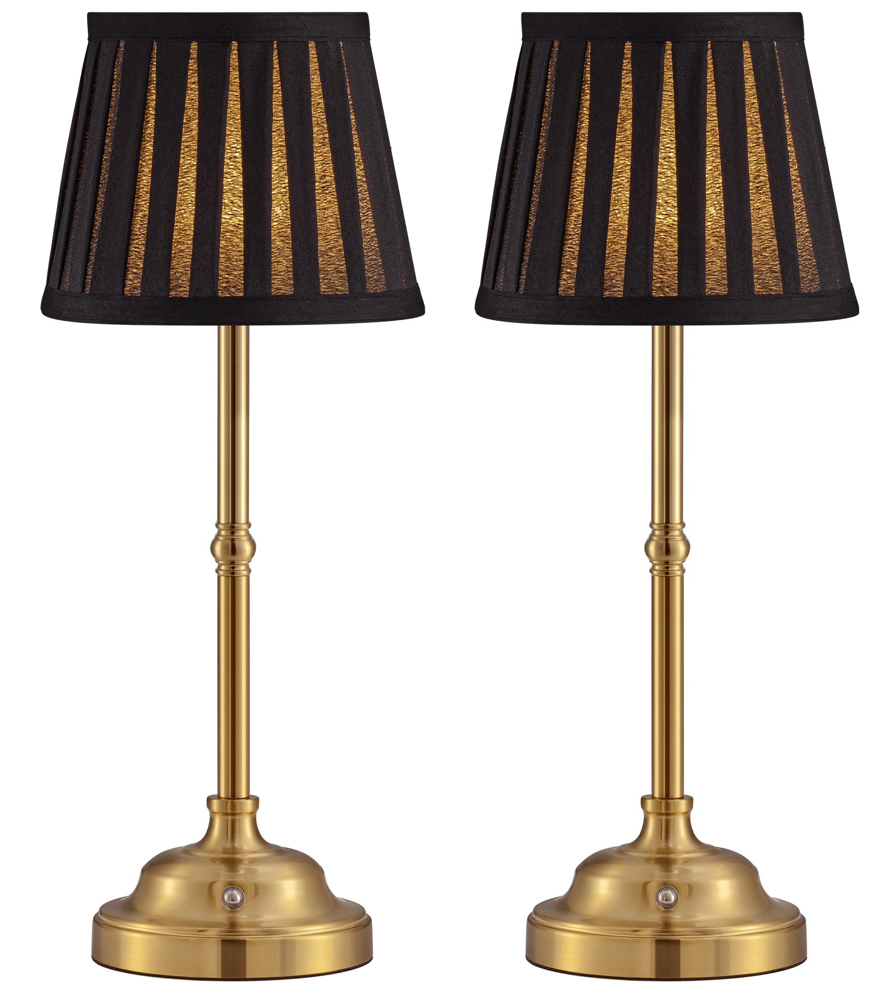 KDG Cordless LED Table Lamp Set of 2, Portables Fabric Shade Desk Lamps, 5000mAh Rechargeable Battery Powered Lighting, Dimmable Light for Dining Room, Bedroom, Bedside,Night Light, Balcony (Black)