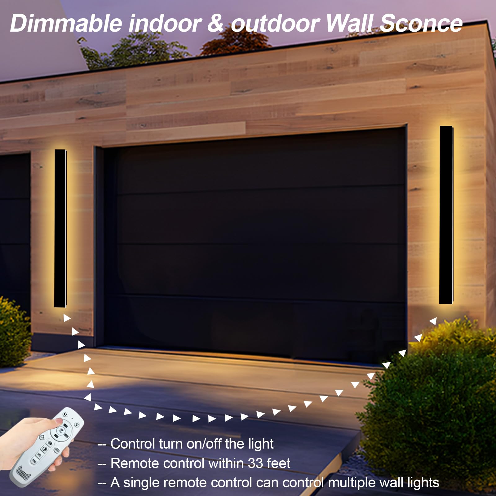 Gremlbuk 2 Pack 59In Long Outdoor Wall Light Waterproof Ip65, 3000K-6000K Dimmable Modern Led Exterior Wall Sconce Black Linear Wall Mount Lighting For House Courtyard Porch