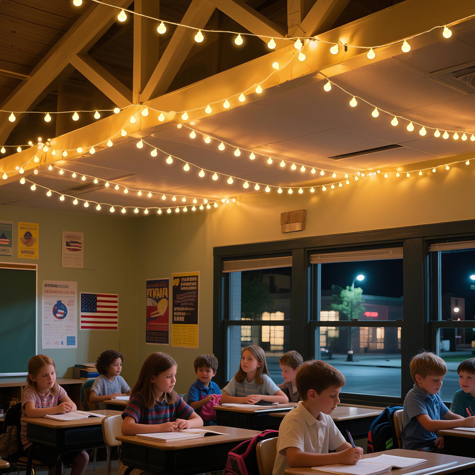 200 LED Hanging String Lights for Classroom - 66ft Plug in Fairy Lights with 8 Modes,Warm White String Lights for Classroom Deco