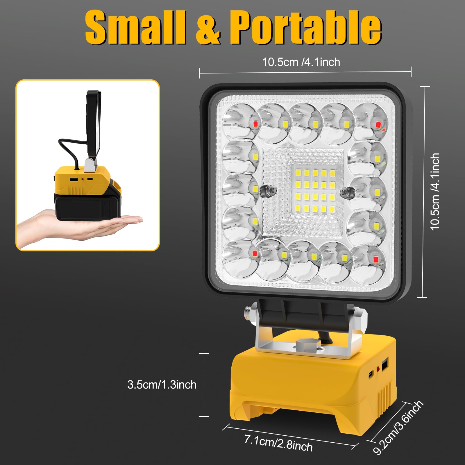 T-Sun 2Pcs Cordless Work Light Compatible With Dewalt 18V/20V Battery  With 3 Light Modes  Usb & Type C Charging Port Led Work Light For Workshop Camping Emergency And Job Site Lighting