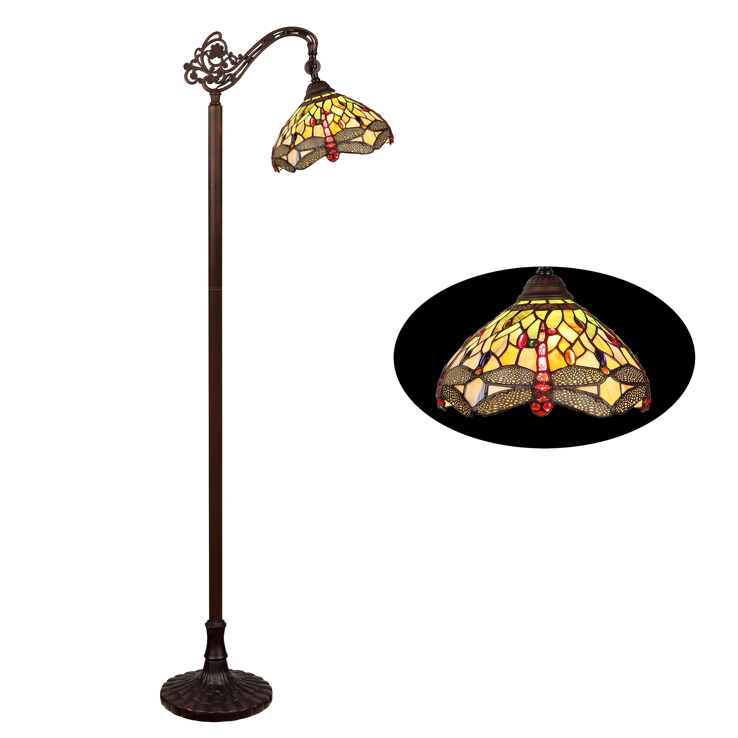 Chloe Lighting ANISOPTERA 1 Light Floor Lamp Antique Dark Bronze 11in Shade Multicolor CH32825DB11-RF1
