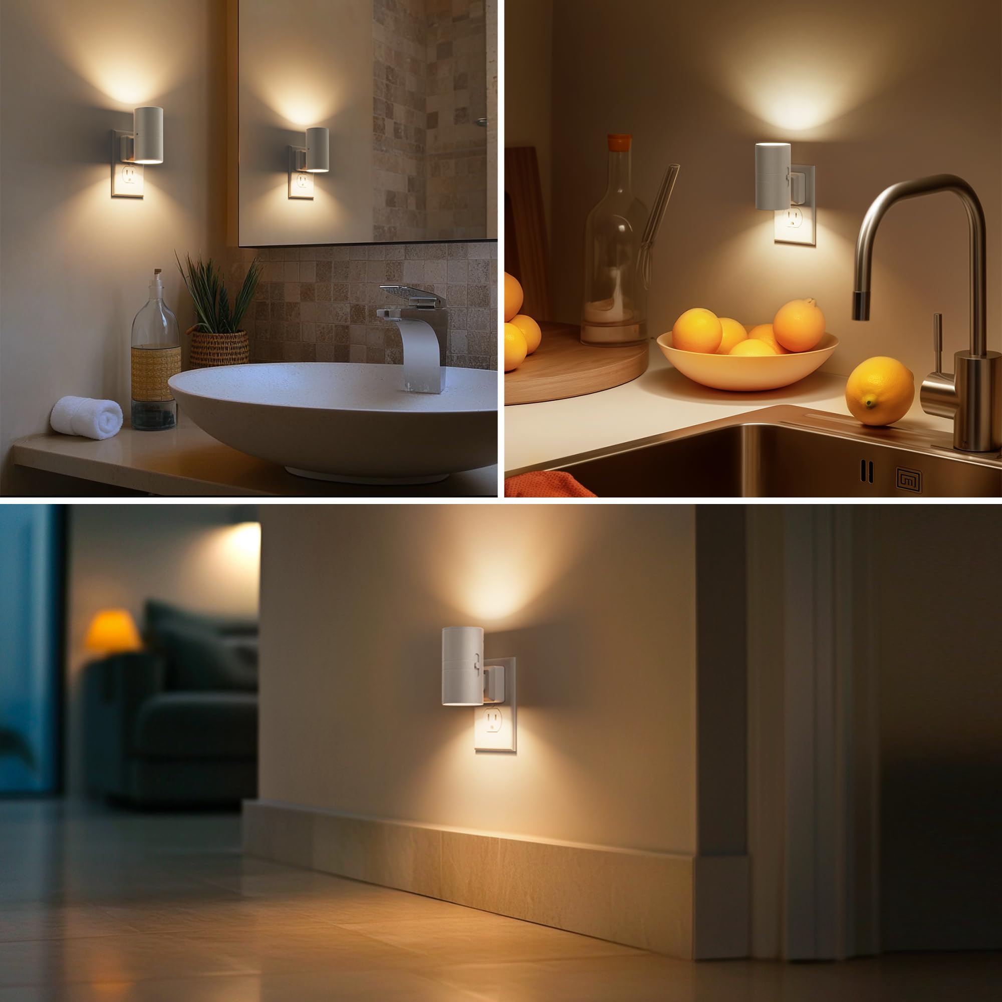 Briignite Night Light, Dusk To Dawn Sensor, 0-100Lm Adjustable Brightness, Soft White 3000K Nightlight, Dimmable Night Lights Pl
