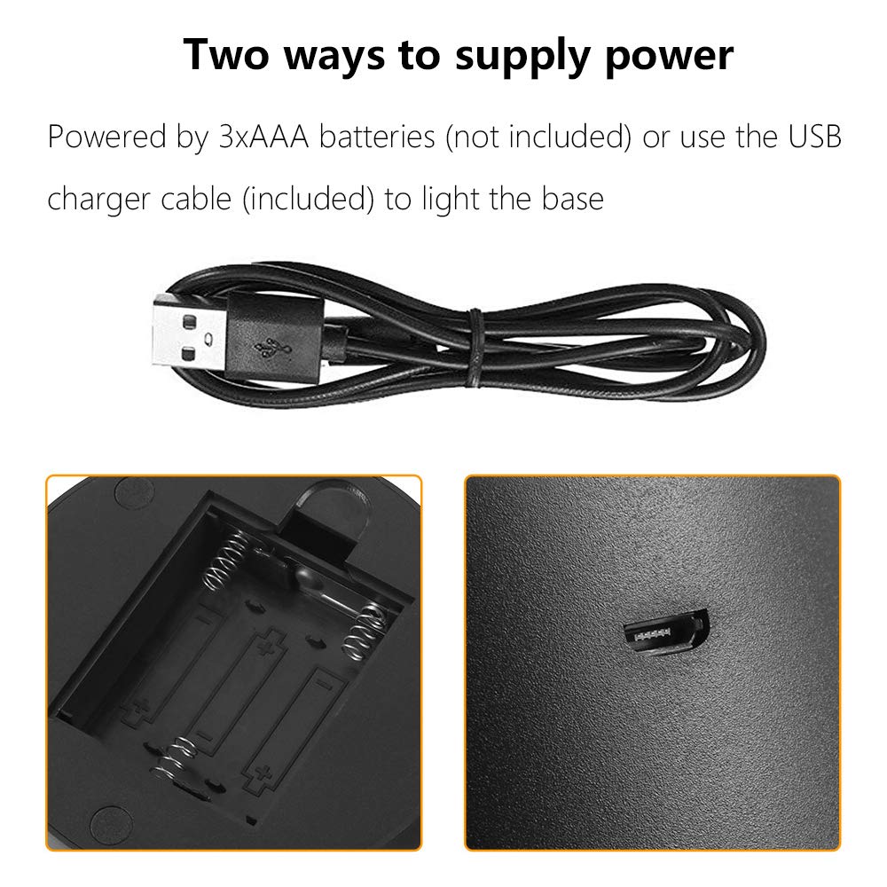 HYNNIO LED Light Base, 20-Pack 3D Night LED Light Lamp Base, Includes Remote Control + USB Cable, 16 Colors Decoration Maison De