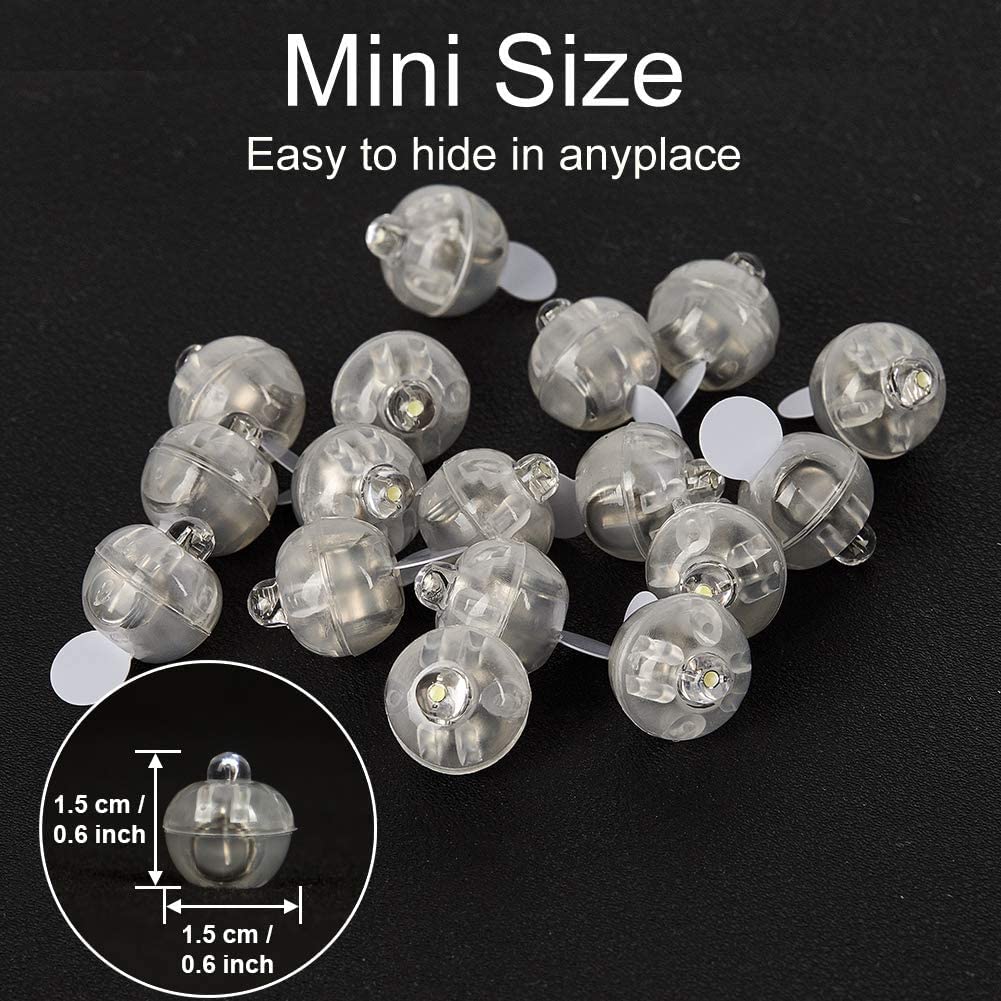 JJGoo LED Balloon Lights 100Pcs Flash Waterproof Round Balls for Party Decoration, Cool White, Model MY1005R
