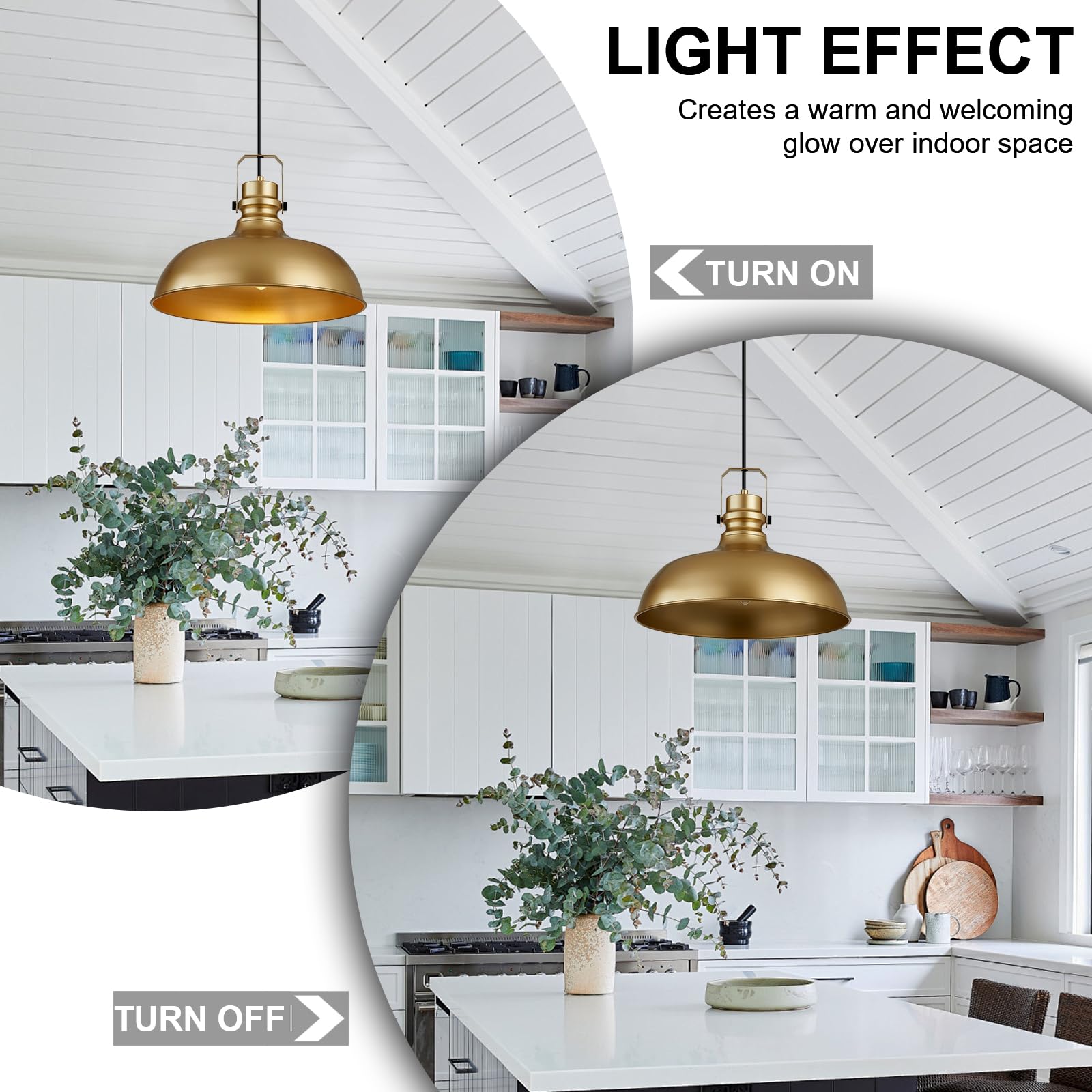 Alaislyc Gold Farmhouse Pendant Lights 16 Inch Matte Pendant Lighting For Kitchen Island Industrial Adjustable Height Vintage Dome Hanging Light Fixtures For Barn  Dining Room 1 Pack