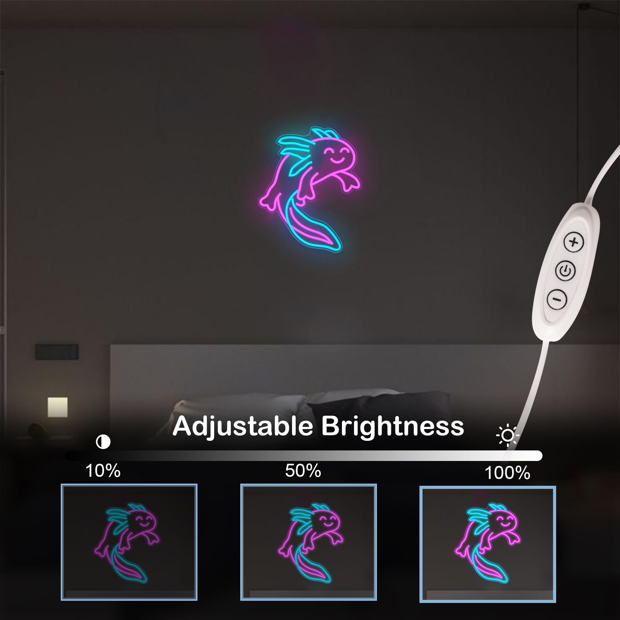 CoolGift Mart Enchanting Axolotl Neon Sign - Mesmerizing Wall Art for Home Decor & Ambiance | Unique Axolotl Light for Bedroom,