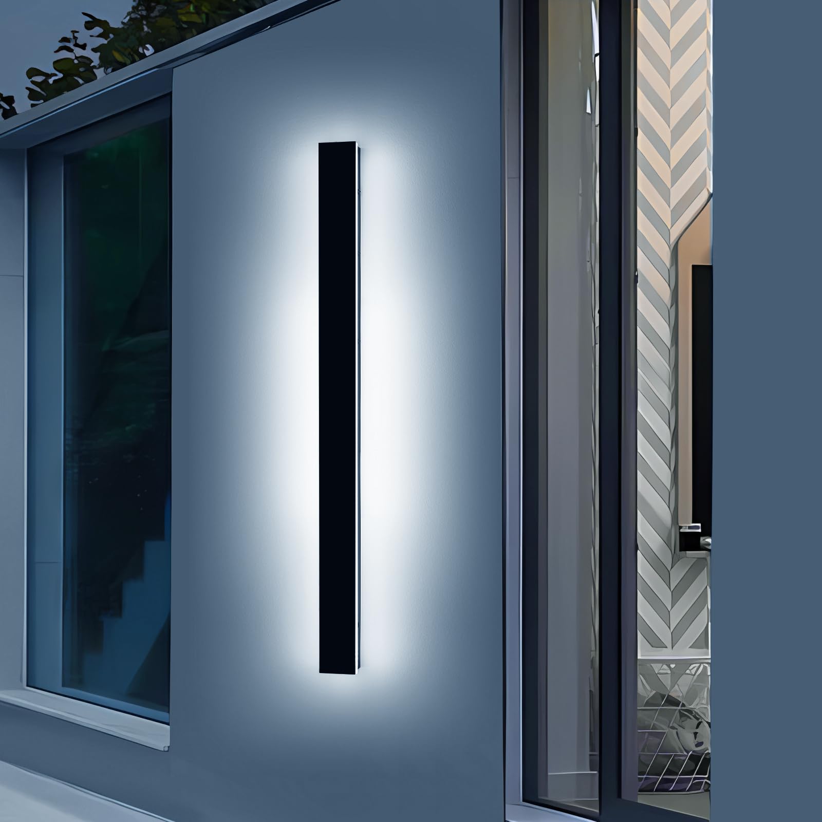 Daoseolo 57inch LED Dimmable Outdoor Wall Sconce with Remote Control, IP65 Waterproof, Iron Material