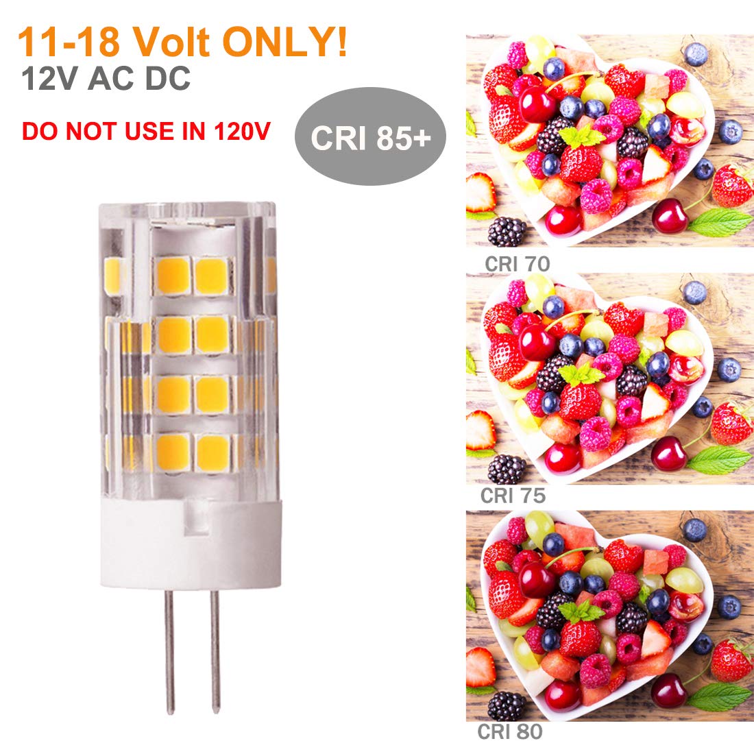 Lemeng G4 Led Bulb 3.5W 2700K Warm White Bi-Pin T3 Jc Type 12Vac/Dc 20-35W Halogen Equivalent Non-Dimmable For Outdoor Landscape