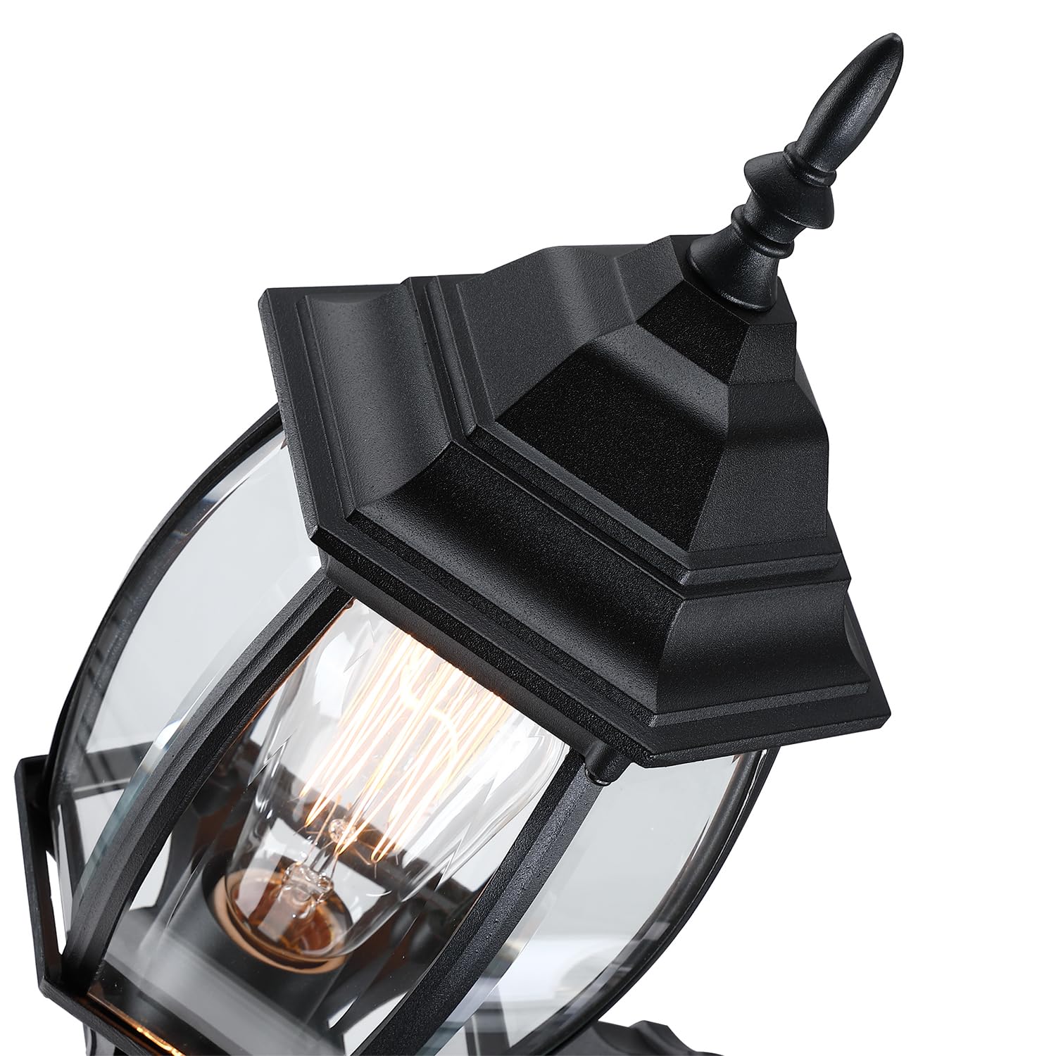 Faymart Lighting 2 Pack Black Outdoor Wall Lights, 16.8" Metal Lantern Sconce for Garage, Porch & Balcony, E26 Base