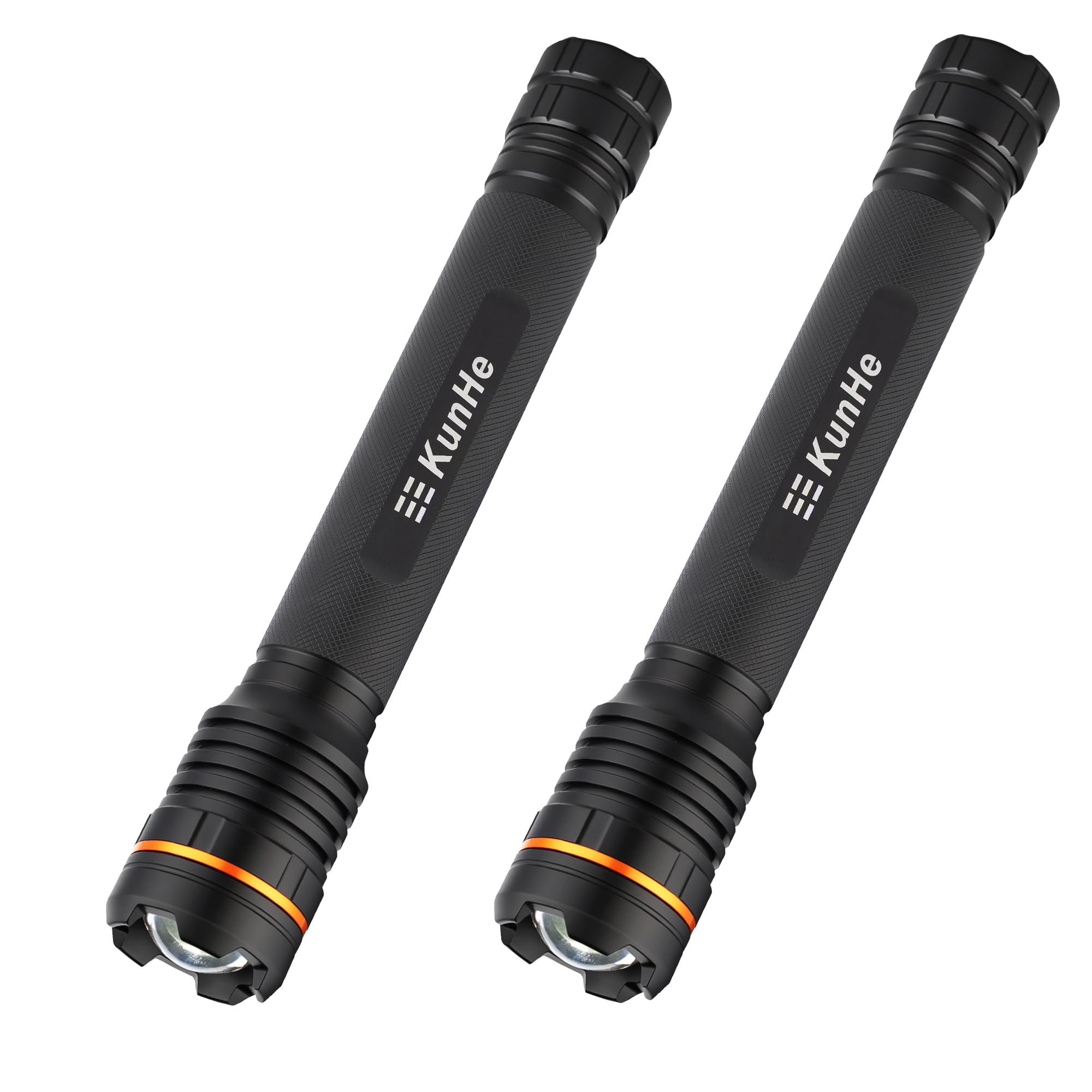 KunHe 2 Pack Heavy Duty 4D Cell LED Flashlights Large Aluminum Zoomable High Lumens 2000 LM Battery Powered Police Flash Light- 
