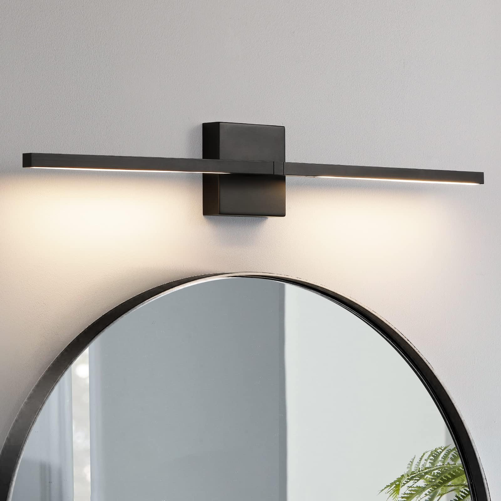 Ccycol Black Bathroom Light Fixtures 360 Rotatable Black Vanity Lights For Bathroom Led Dimmable 30 Inch Modern Wall Sconce With