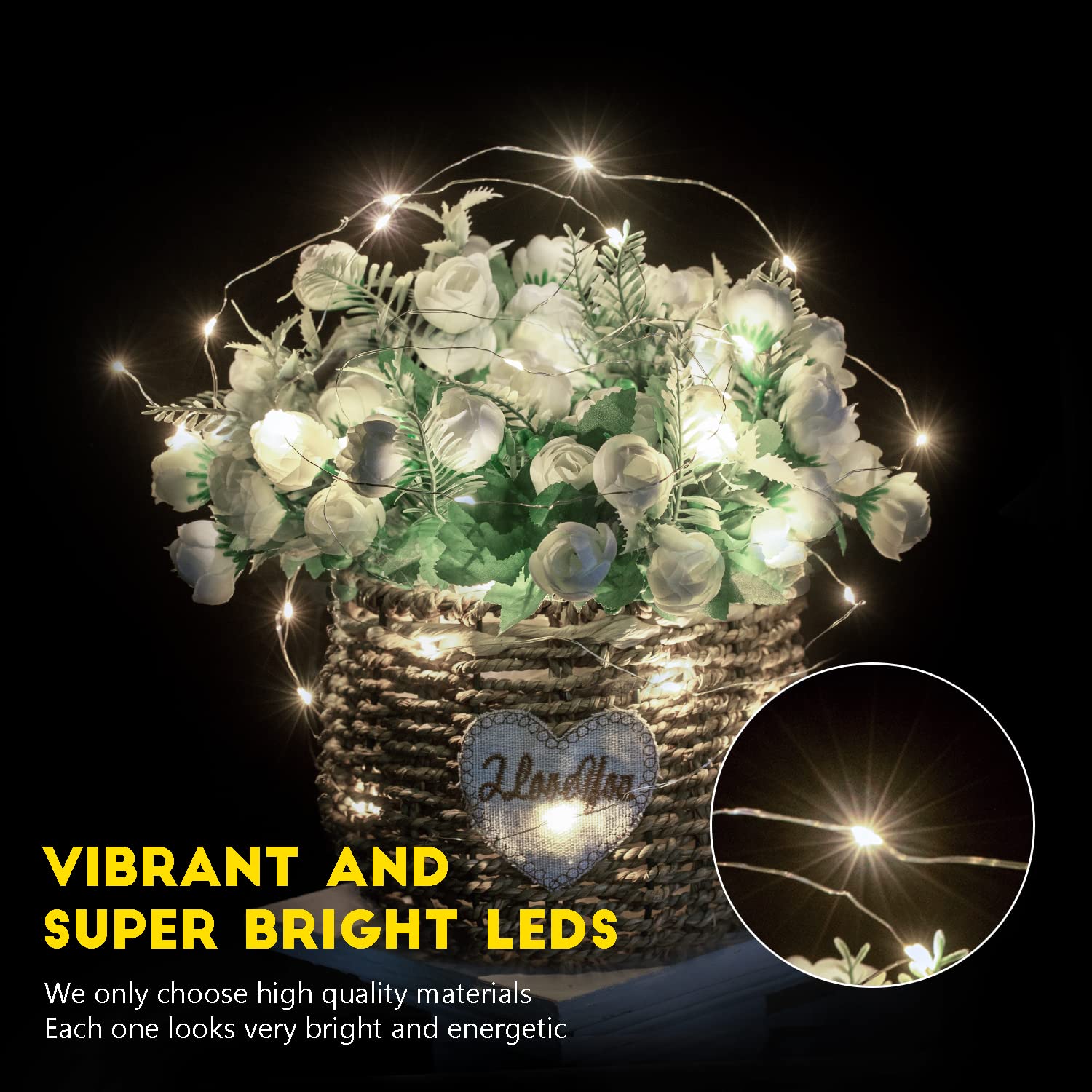 Brightown LED Fairy Lights 24 Pack 7 ft 20 LED Waterproof String Lights Silver Wire White