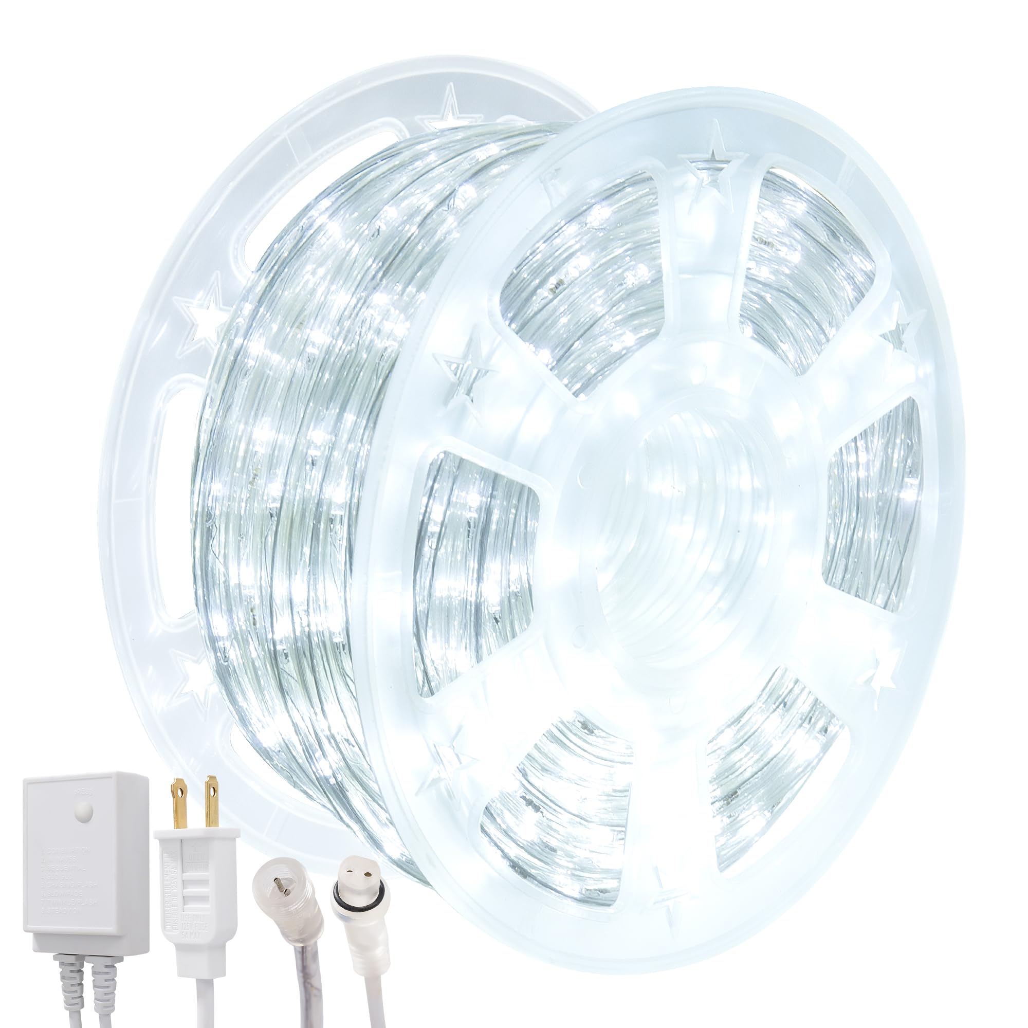 100ft Rope Lights Outdoor  Connectable & Flexible Tube Lights with 8 Modes Controller Waterproof White LED Rope Lighting for Deck Garden Pool Patio Bedroom Party Indoor & Outside Landscape Lighting