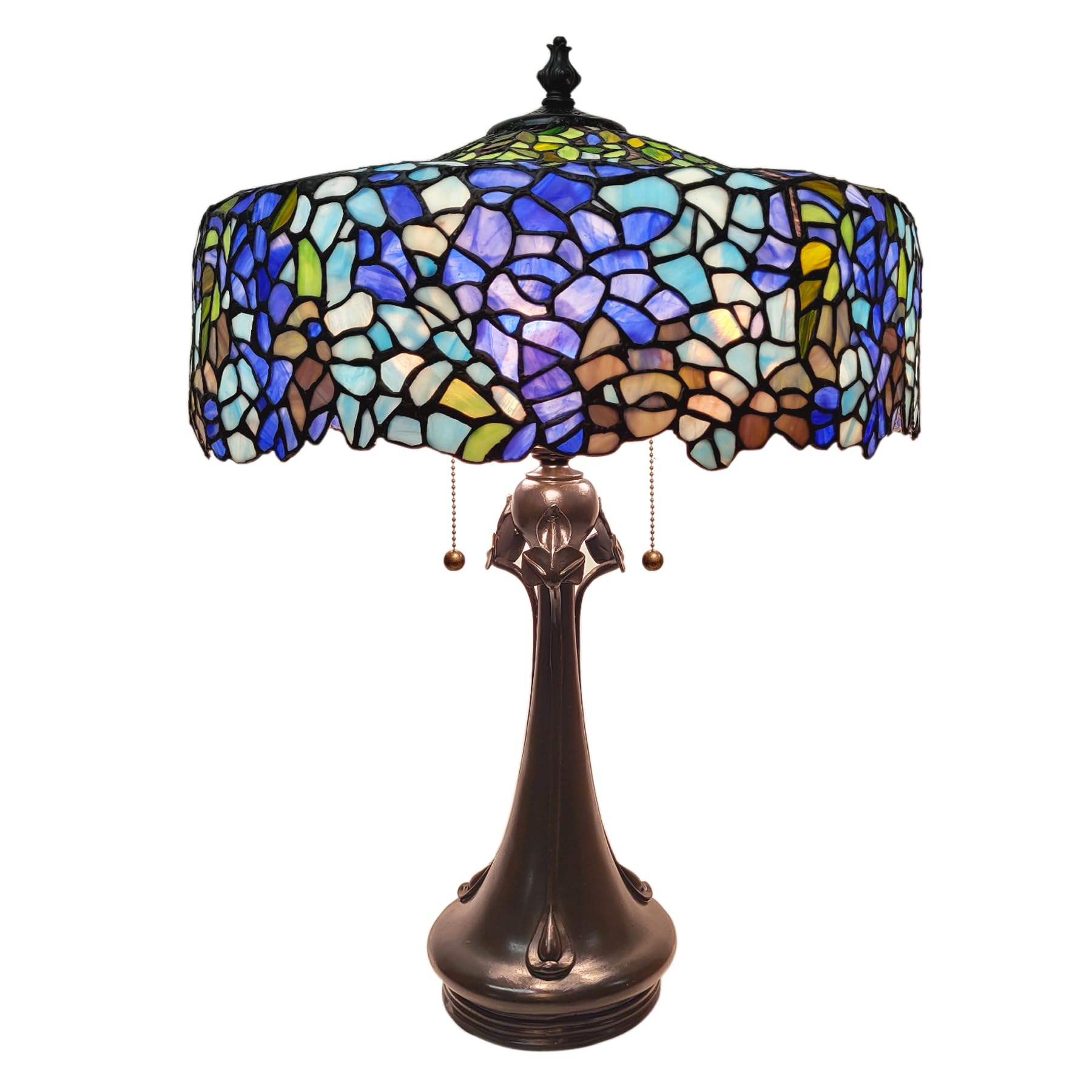 Fine Art Lighting - Wisteria Stained Glass Table Lamp; Handcrafted Tiffany Style Shade, Wisteria Flower Design, Antique Home Dec